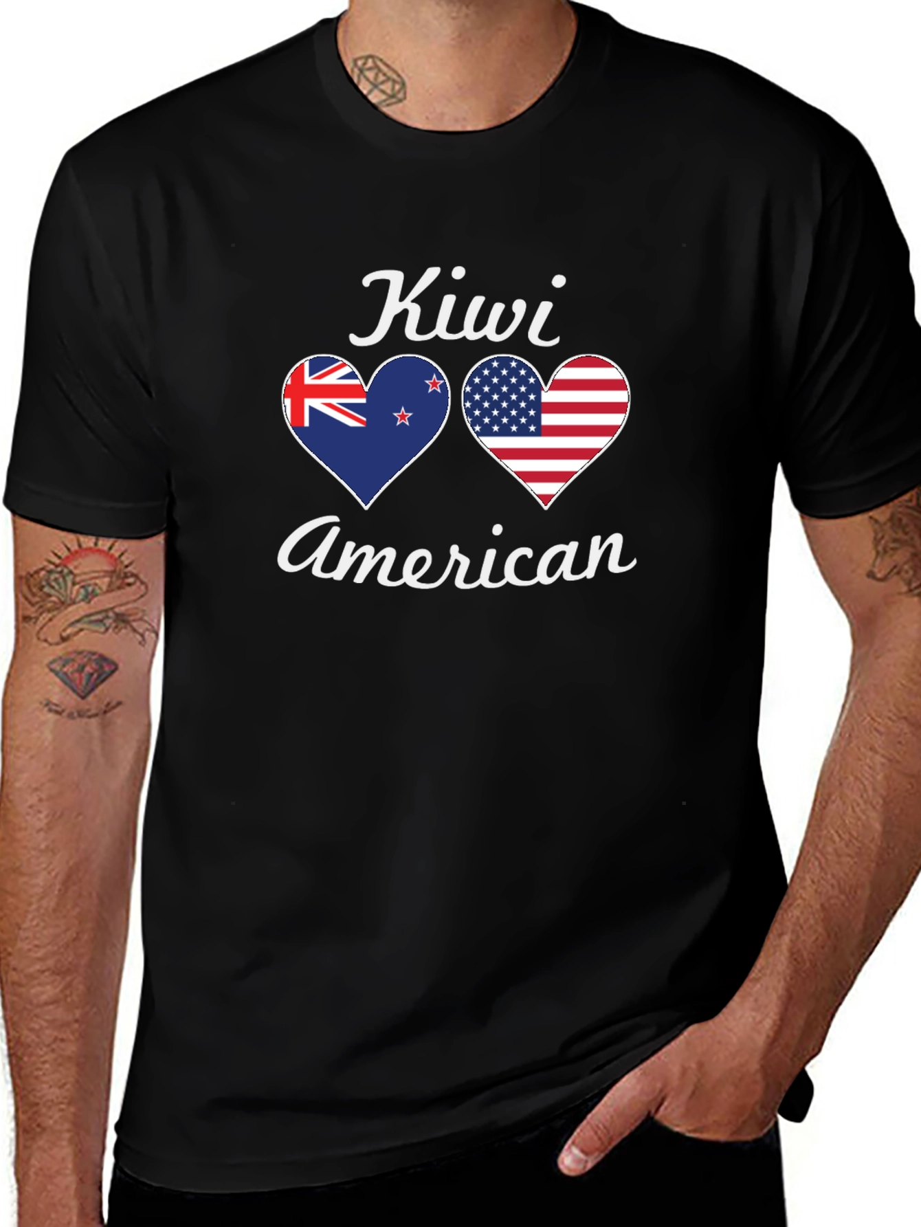 Kiwi American Flag Heart T-Shirt - Patriotic Pride