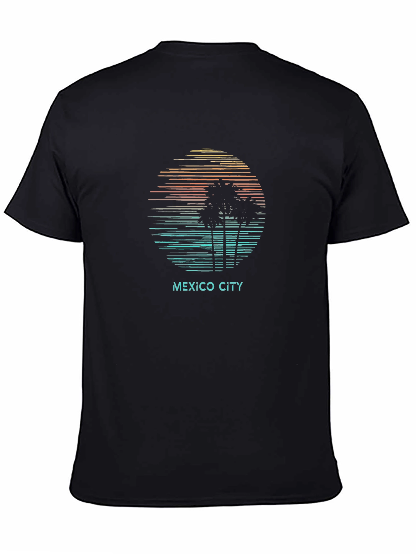 Mexico City Sunset Palm Tree T-Shirt - Black