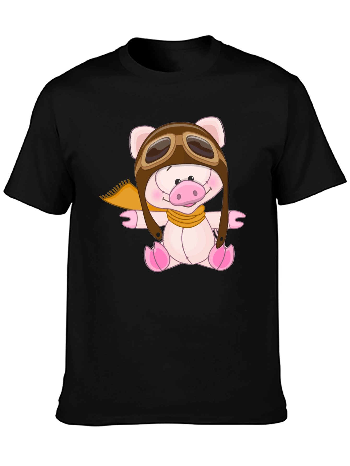Pilot Pig Black T-Shirt