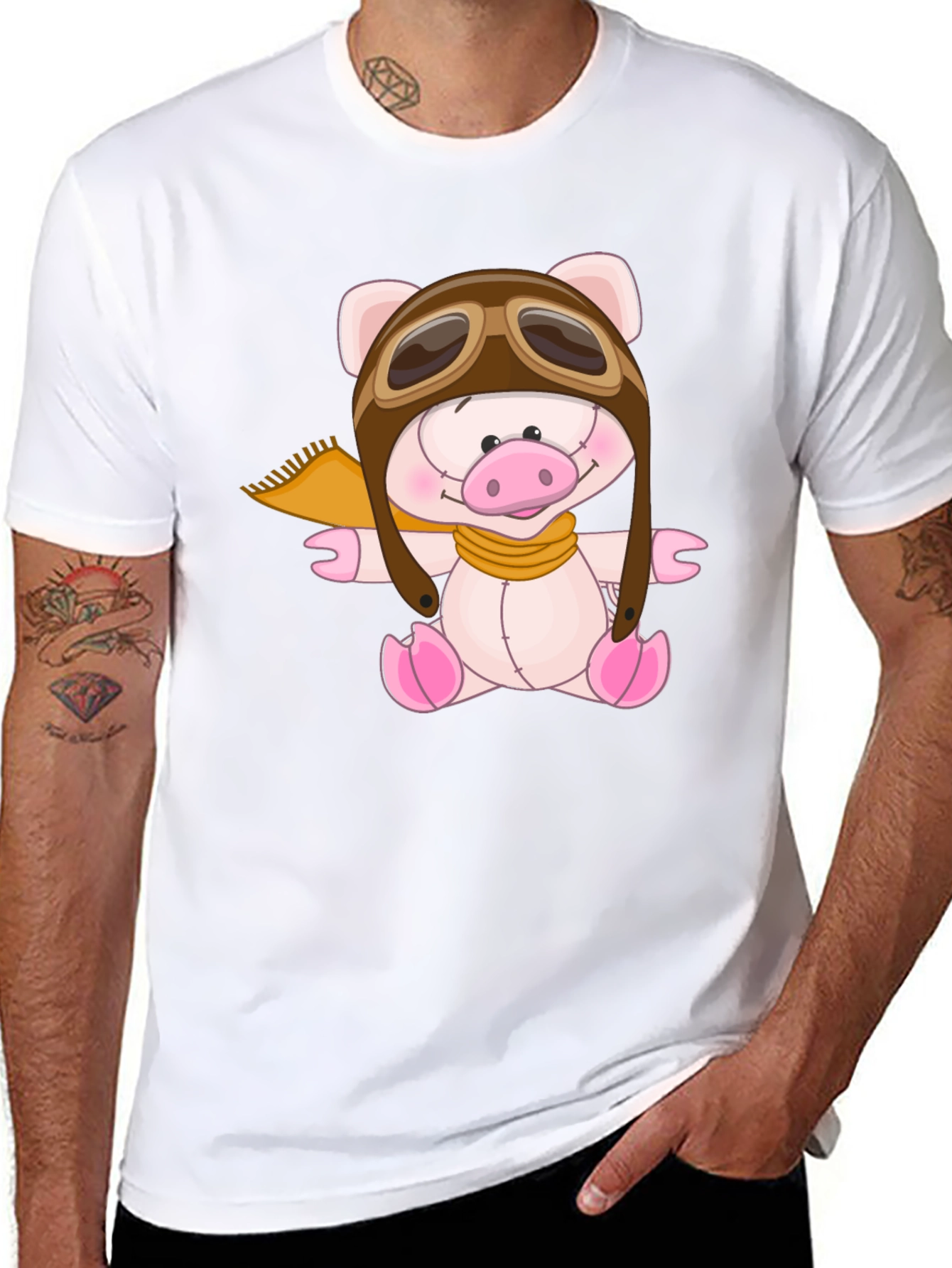 Pilot Pig Black T-Shirt