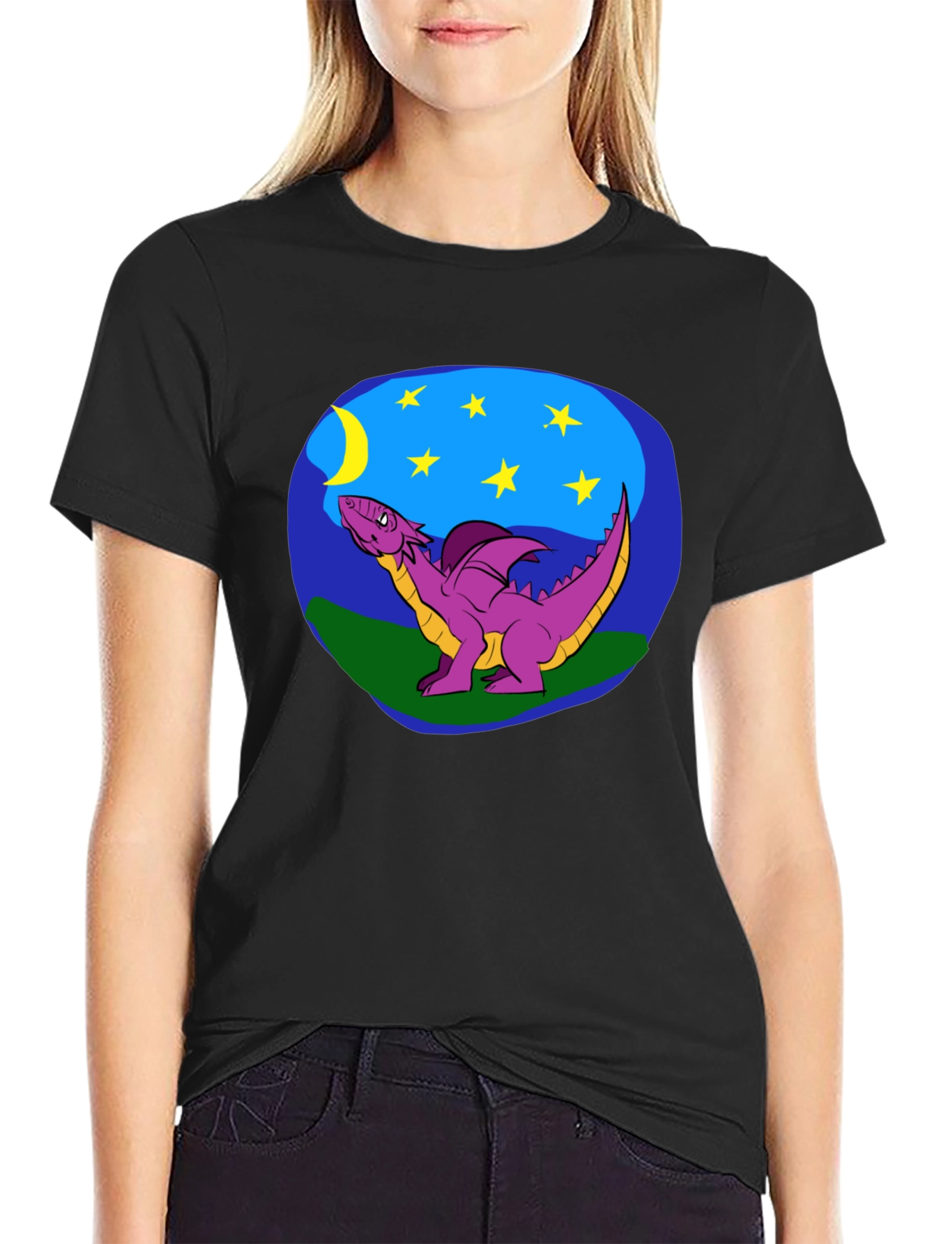 Dragon Moon Graphic Tee - Black
