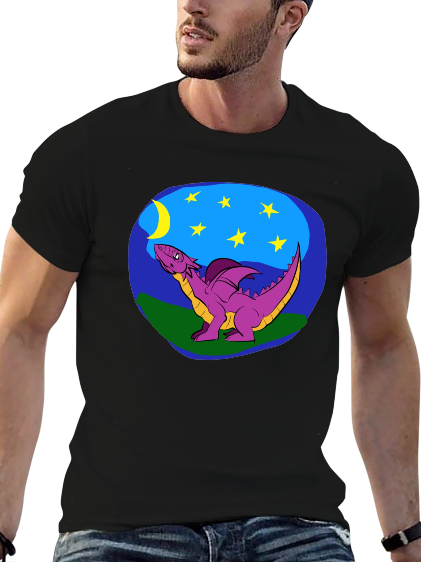 Dragon Moon Graphic Tee - Black