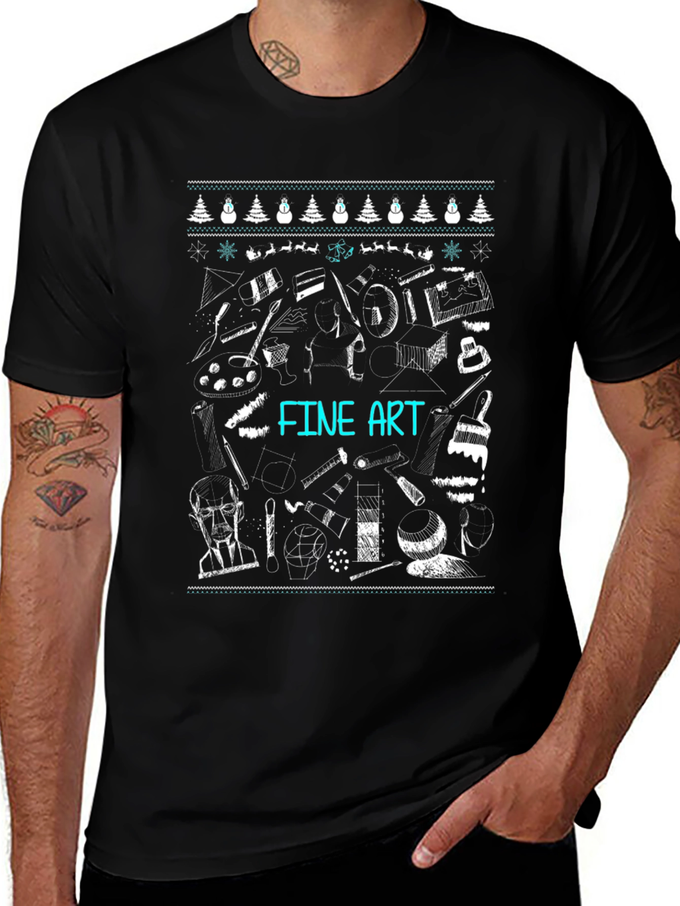 Fine Art Christmas Sweater Pattern T-Shirt