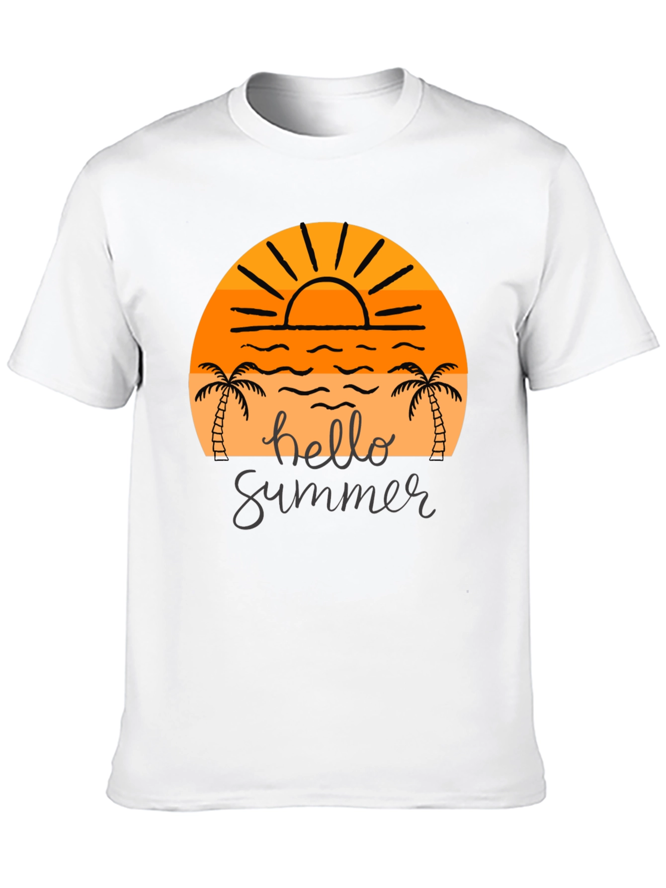 Hello Summer Graphic Tee - Black Cotton T-Shirt