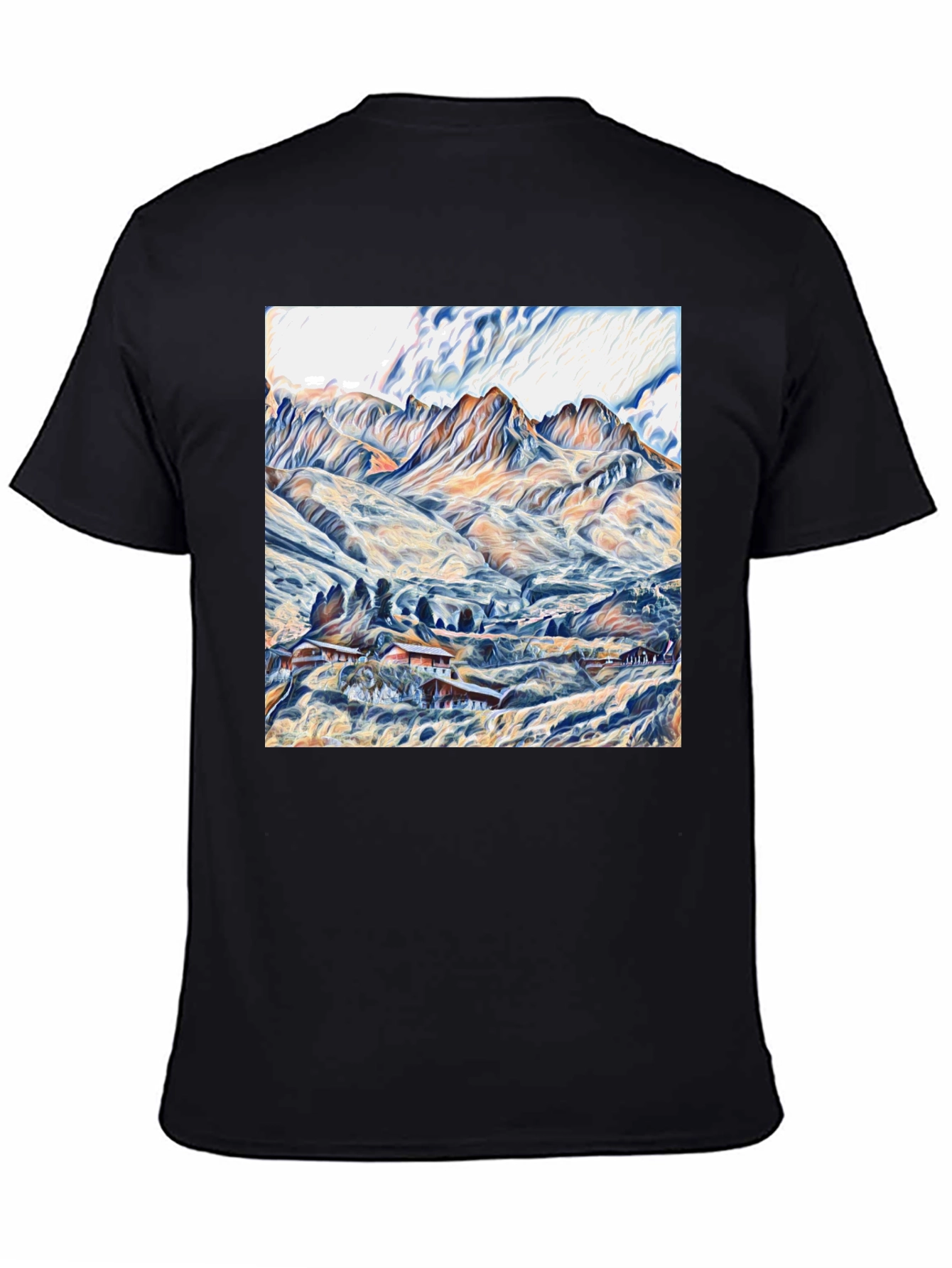 Mountain Landscape Graphic Tee - Stylish Black T-Shirt