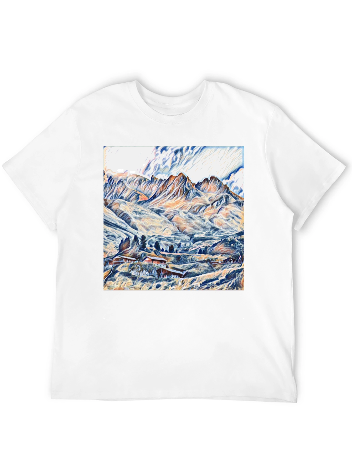 Mountain Landscape Graphic Tee - Stylish Black T-Shirt