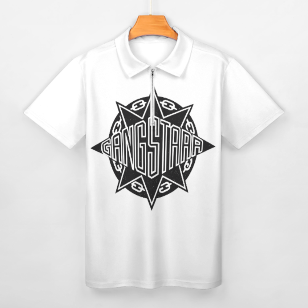 Gang Starr Inspired Graphic Polo Shirt for Men – Vintage Hip Hop Streetwear Quarter Zip Tee(z764)