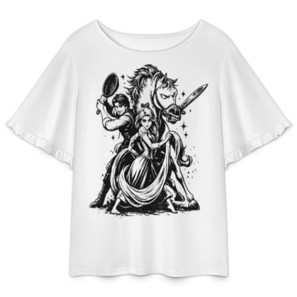 Adventure Princess Inspired Graphic Tee, Fantasy Warrior Princess Shirt, Long Hair Heroine Vintage Style T-Shirt, Fairytale Character Fan Gift, Magical Kingdom Casual Top(z622)
