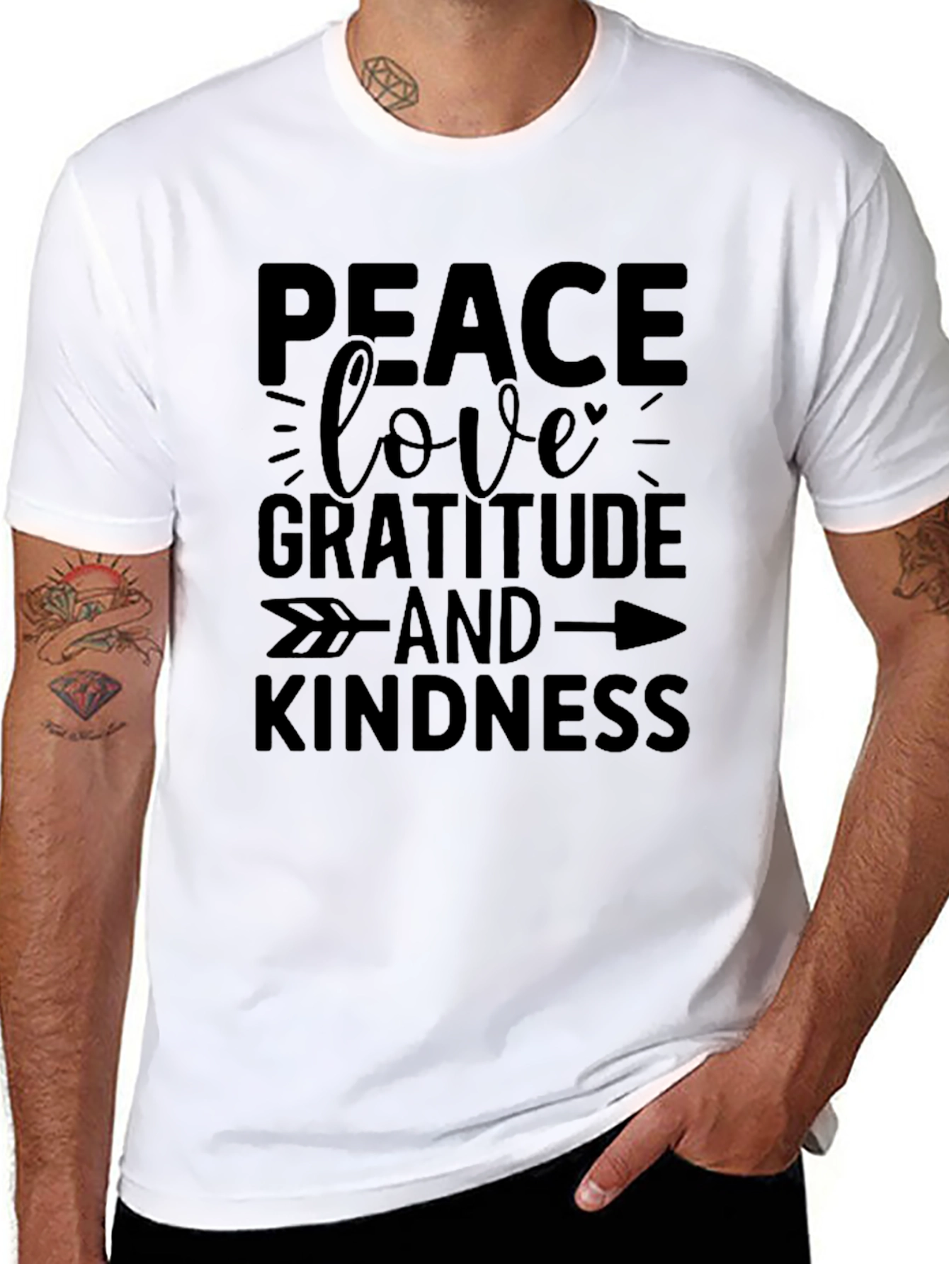 Peace Love Gratitude Kindness Black T-Shirt