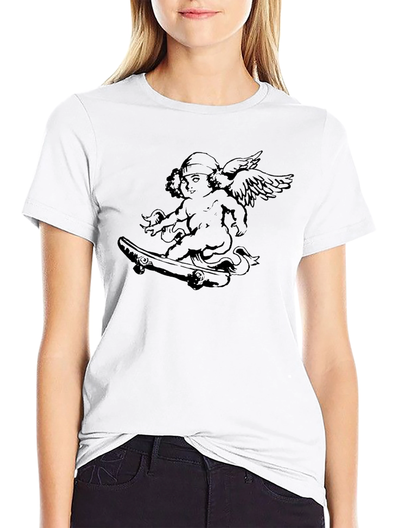 Black Angel Skateboarder Graphic Tee