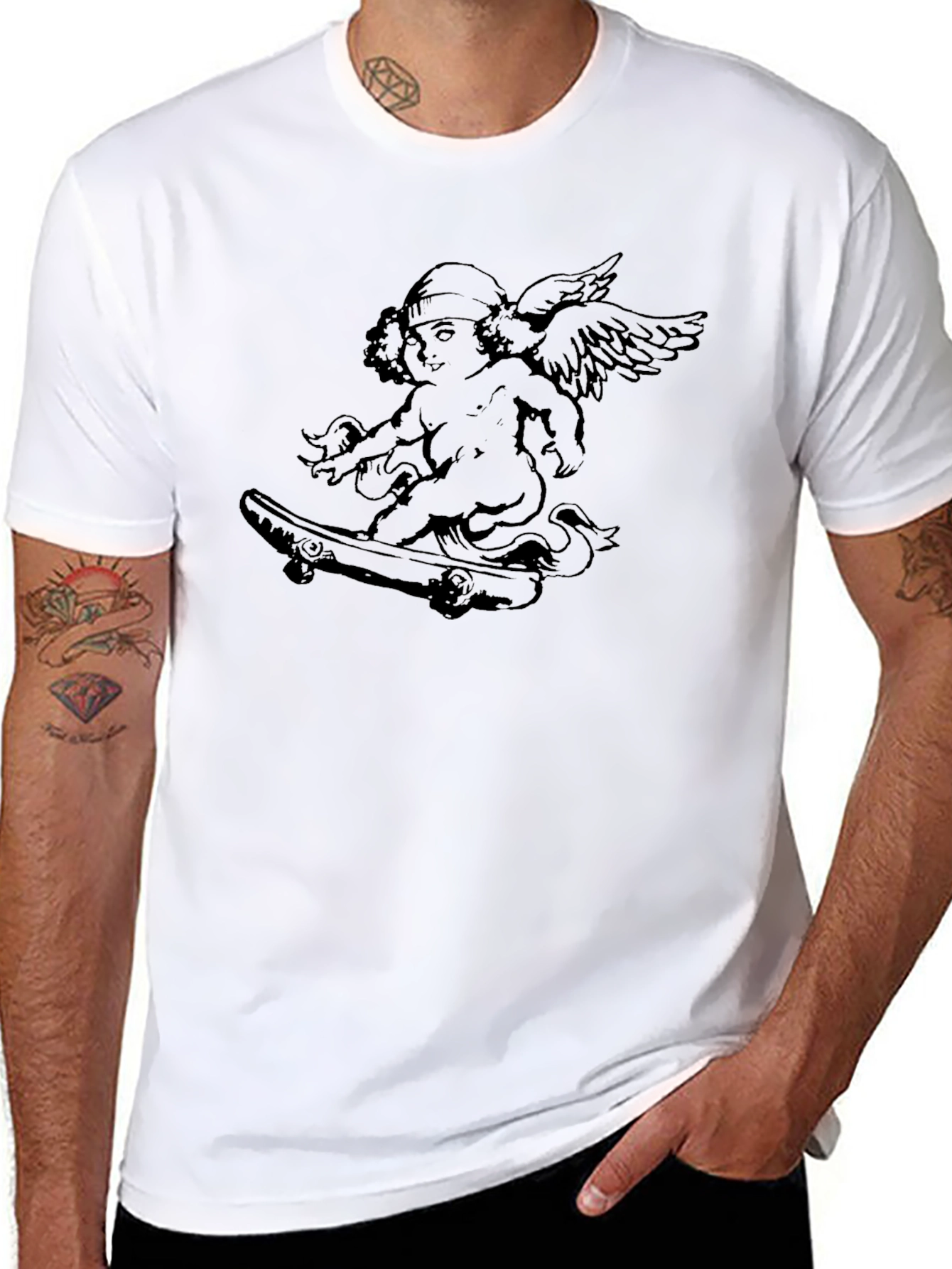 Black Angel Skateboarder Graphic Tee