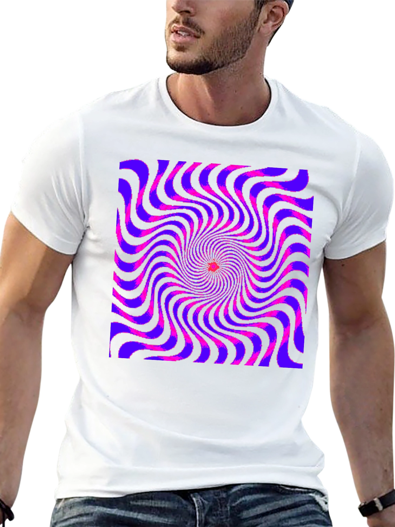 Optical Illusion Spiral Graphic Tee - Black
