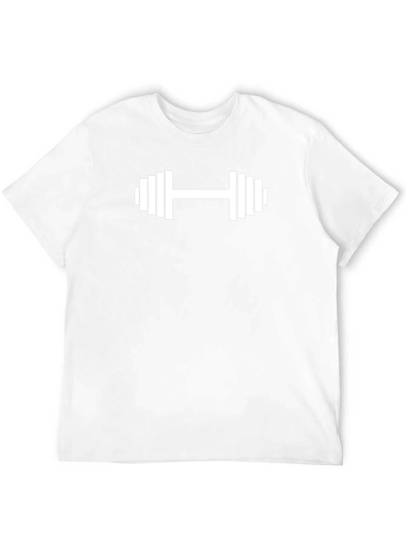 Black T-Shirt with White Dumbbell Graphic
