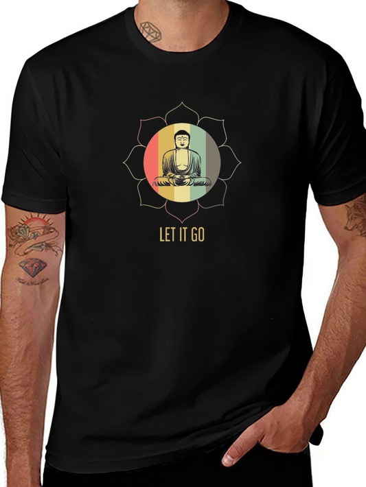 Let It Go Buddha Graphic Tee - Black
