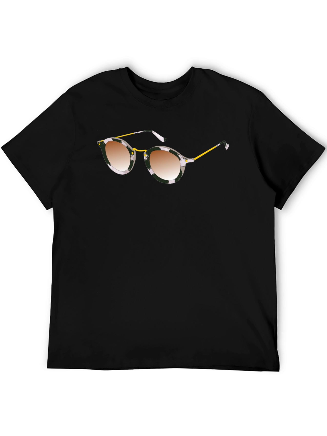 Stylish Black Graphic Tee with Sunglasses Print
