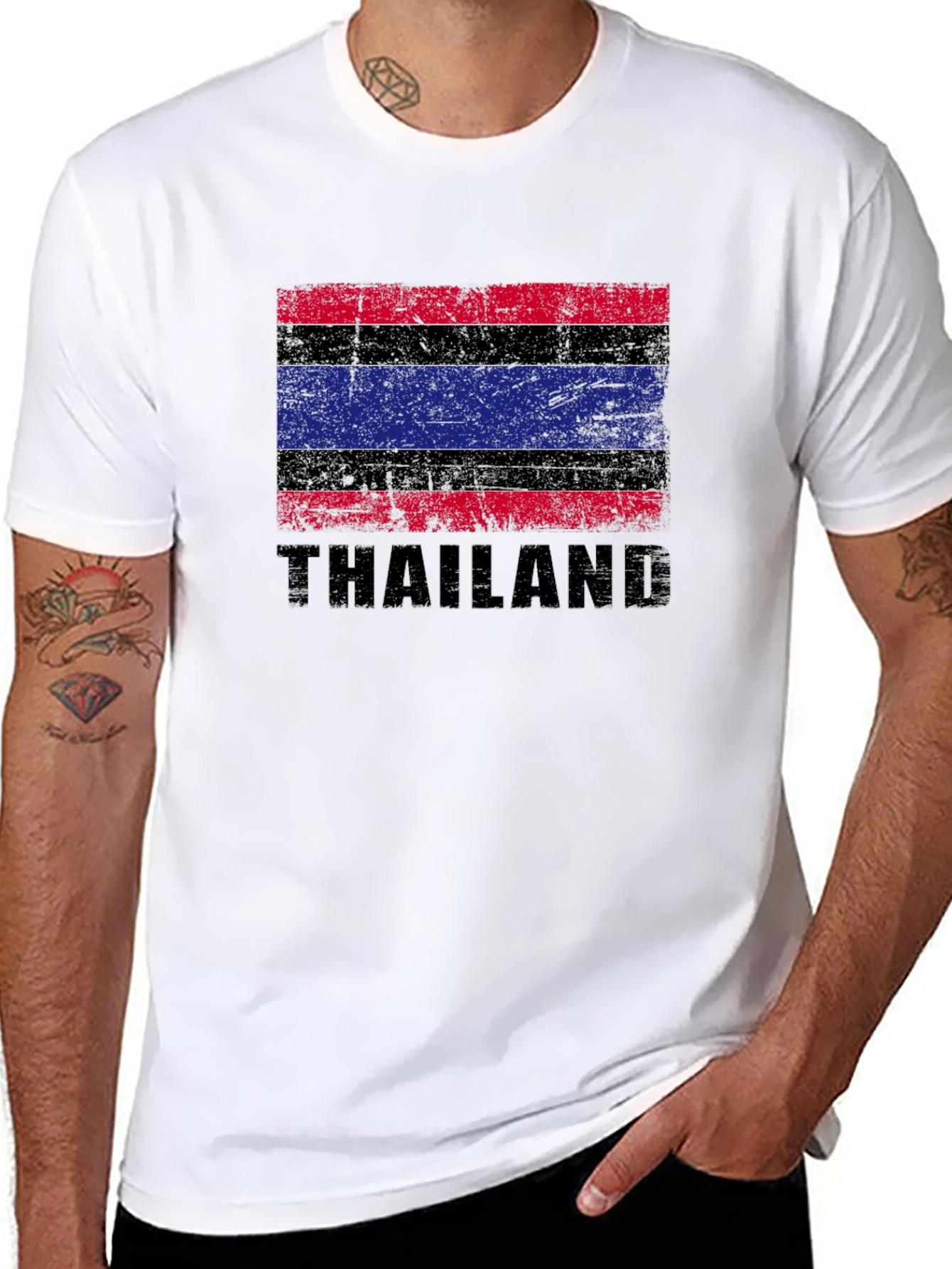 Thailand Flag Graphic T-Shirt - Distressed Design