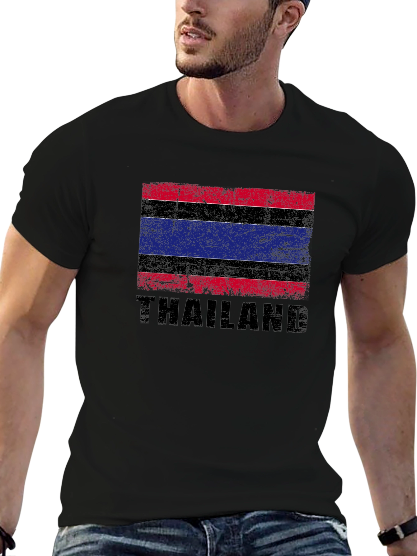 Thailand Flag Graphic T-Shirt - Distressed Design