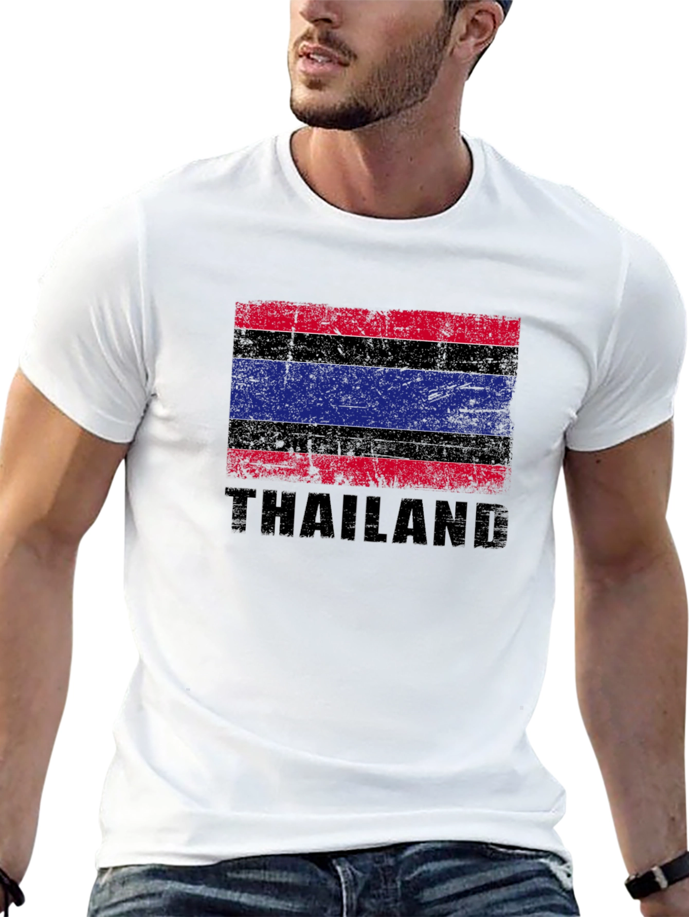 Thailand Flag Graphic T-Shirt - Distressed Design