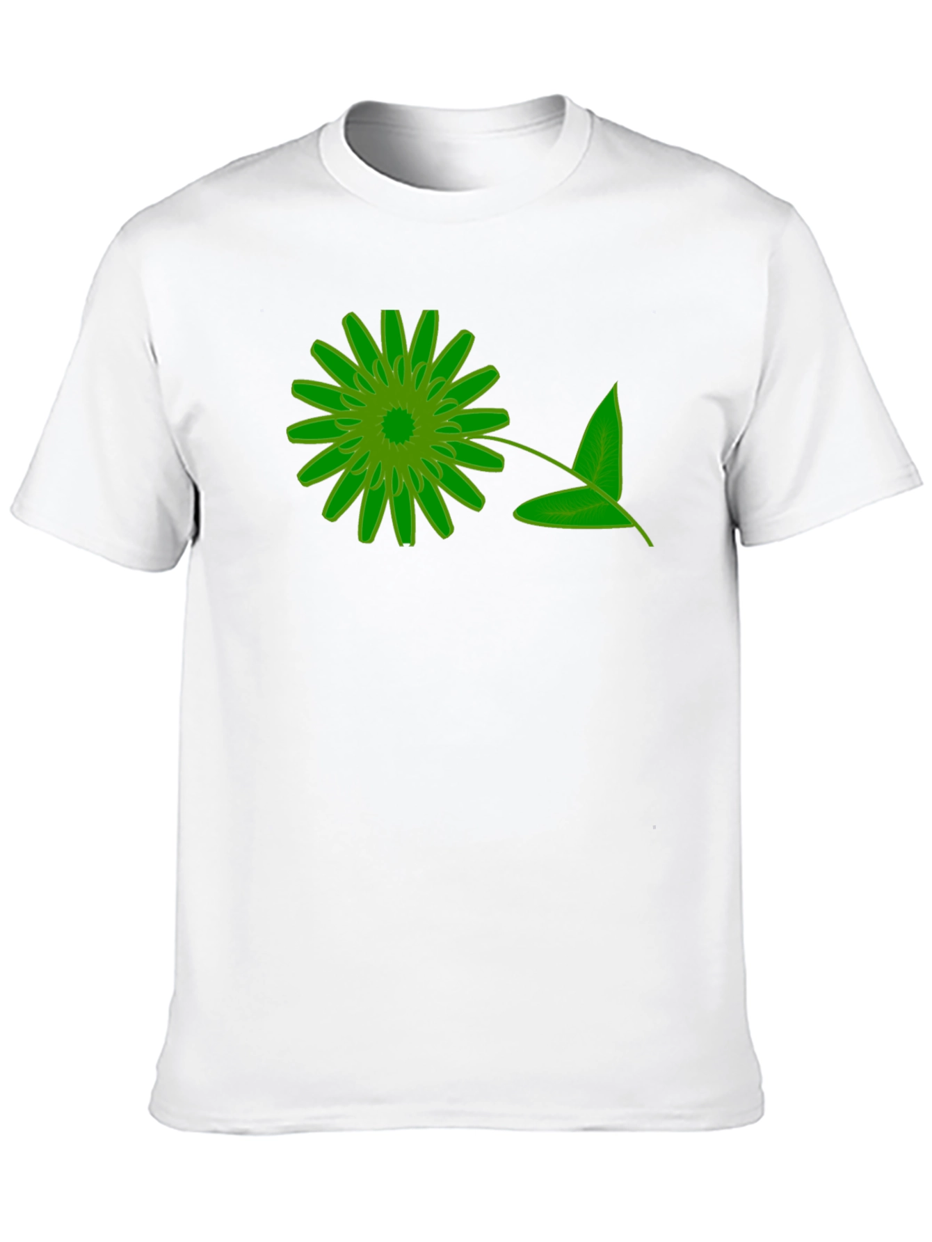 Green Floral Graphic Black T-Shirt