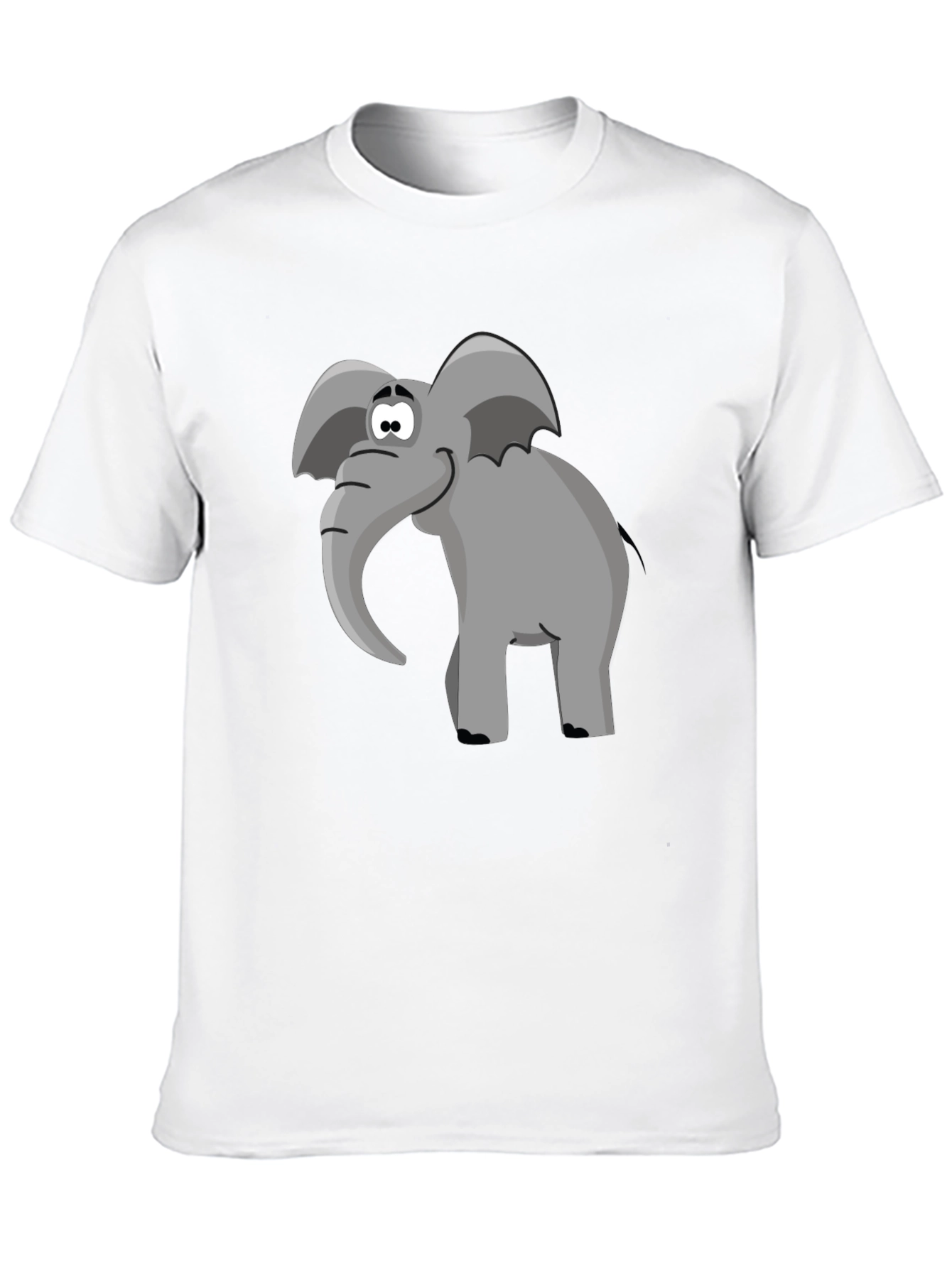 Cartoon Elephant Graphic Tee - Black T-Shirt