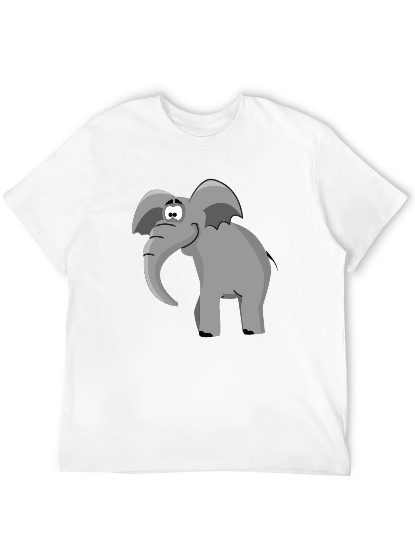 Cartoon Elephant Graphic Tee - Black T-Shirt