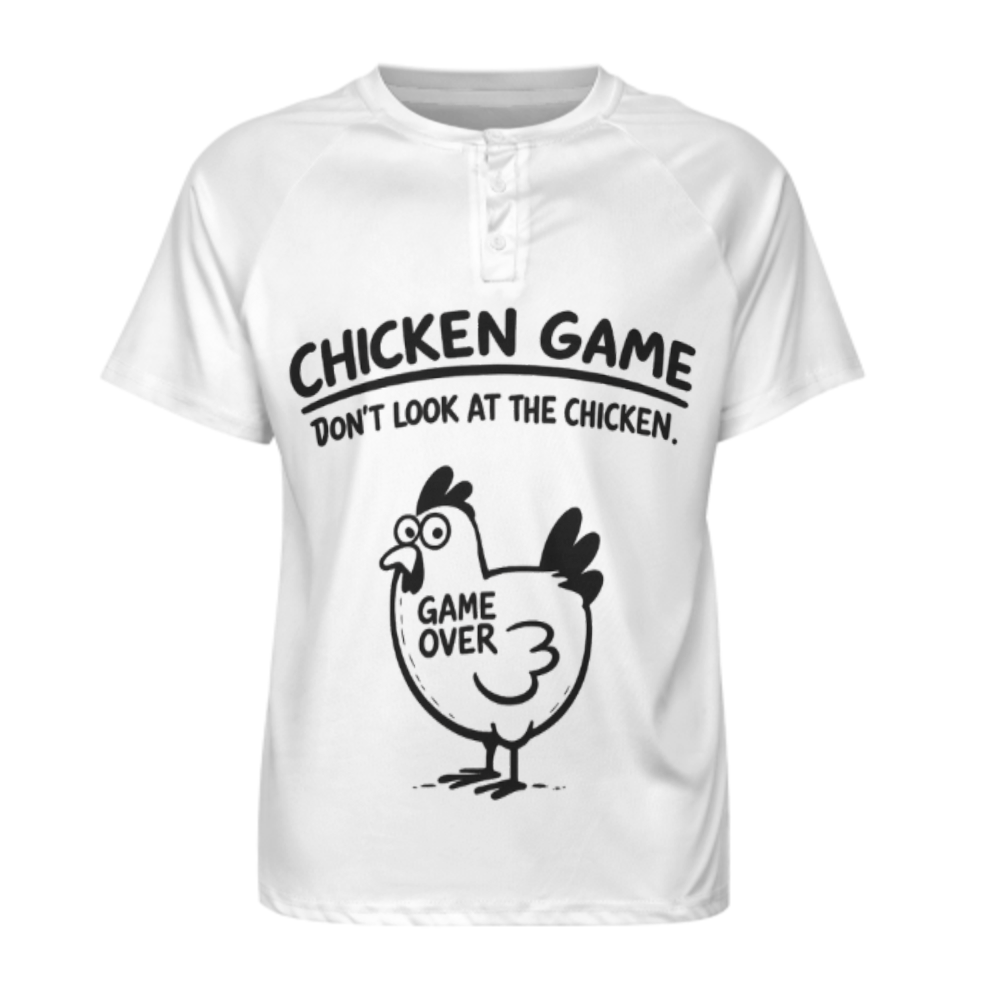 Funny Chicken Game Graphic T-Shirt, Silly Humor Tee, Retro Cartoon Chicken Shirt, Casual Meme Style Apparel For Everyday Laughs(z745)