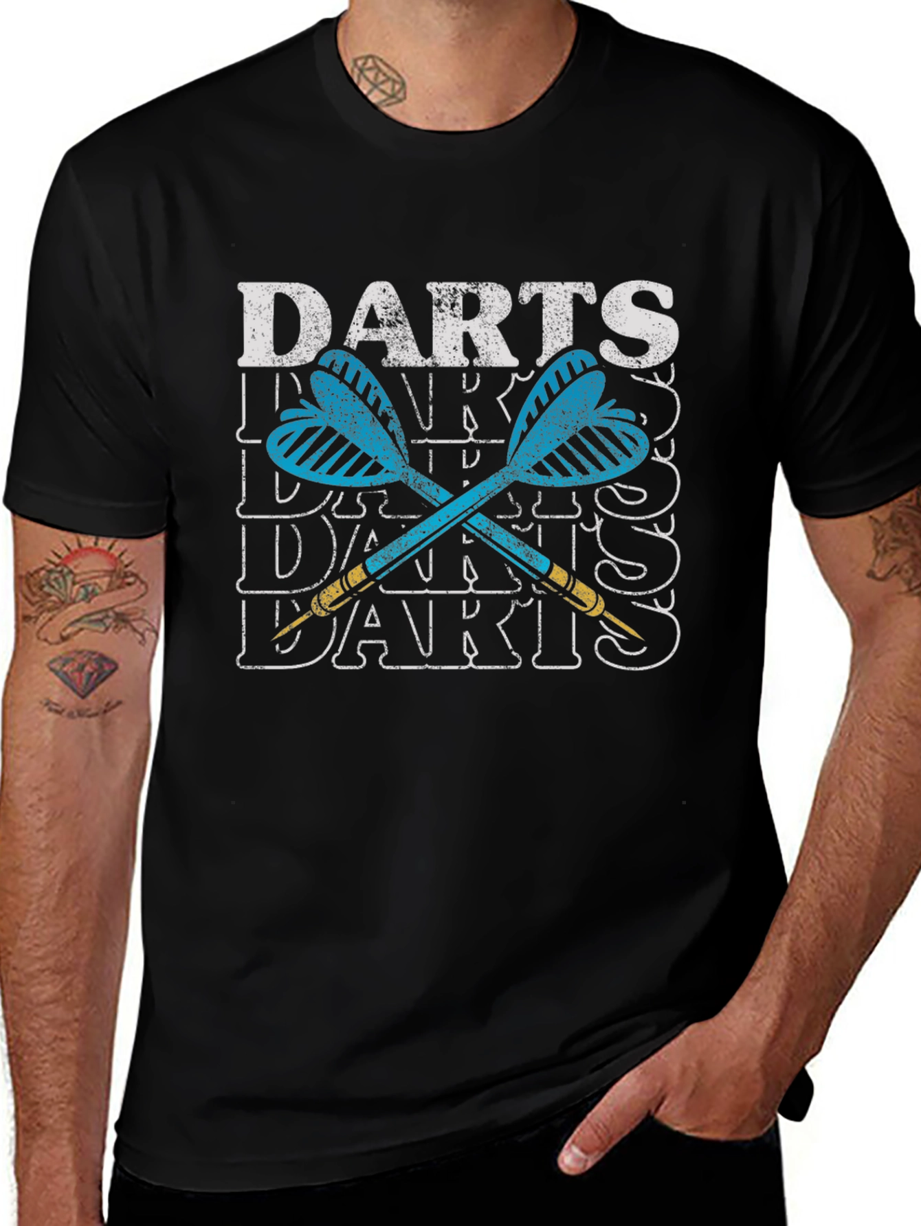 Darts Graphic Tee - Casual Black T-Shirt