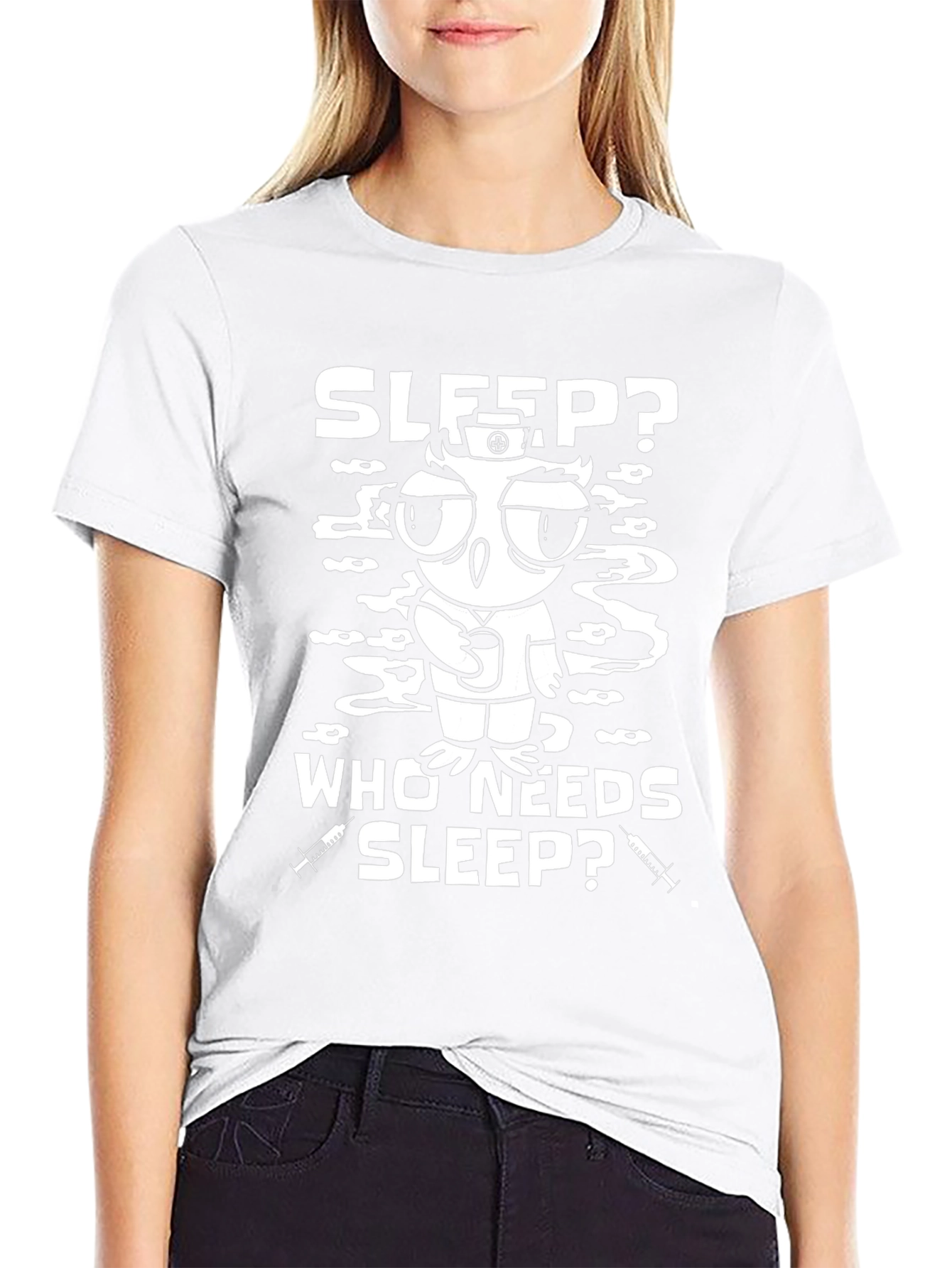 Sleep? Who Needs Sleep? Black Graphic Tee