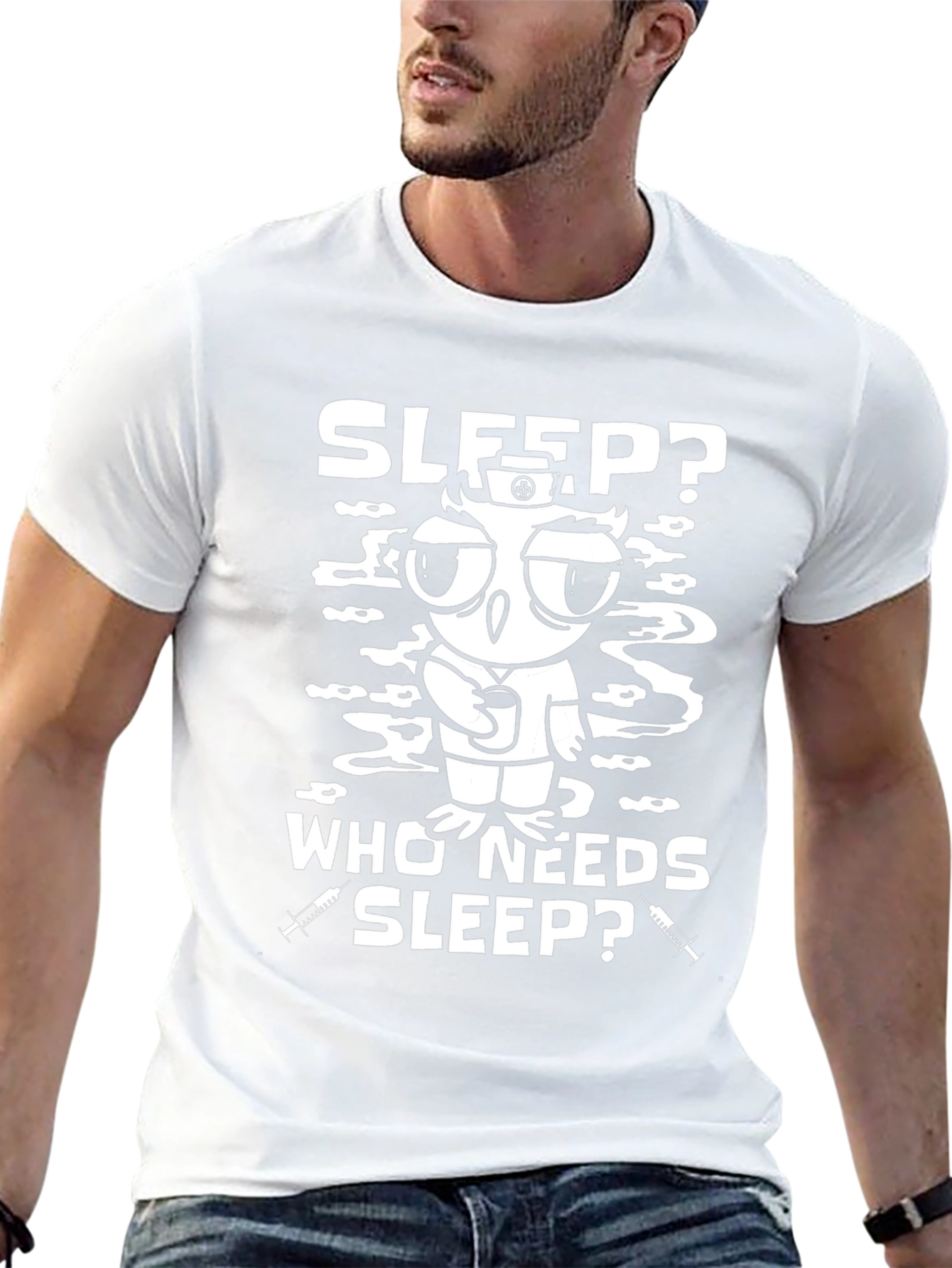 Sleep? Who Needs Sleep? Black Graphic Tee