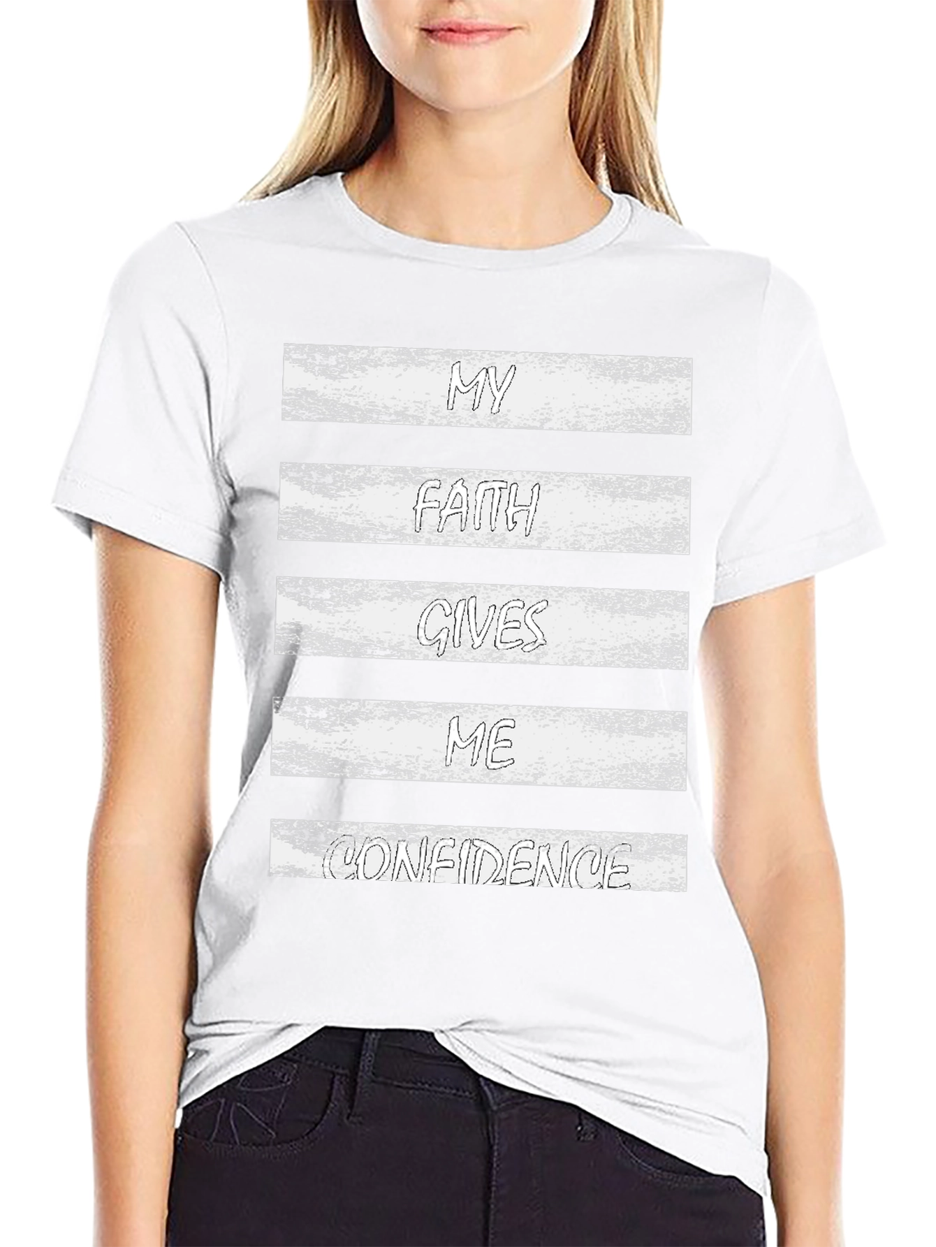 Faith Gives Confidence Black Graphic T-Shirt