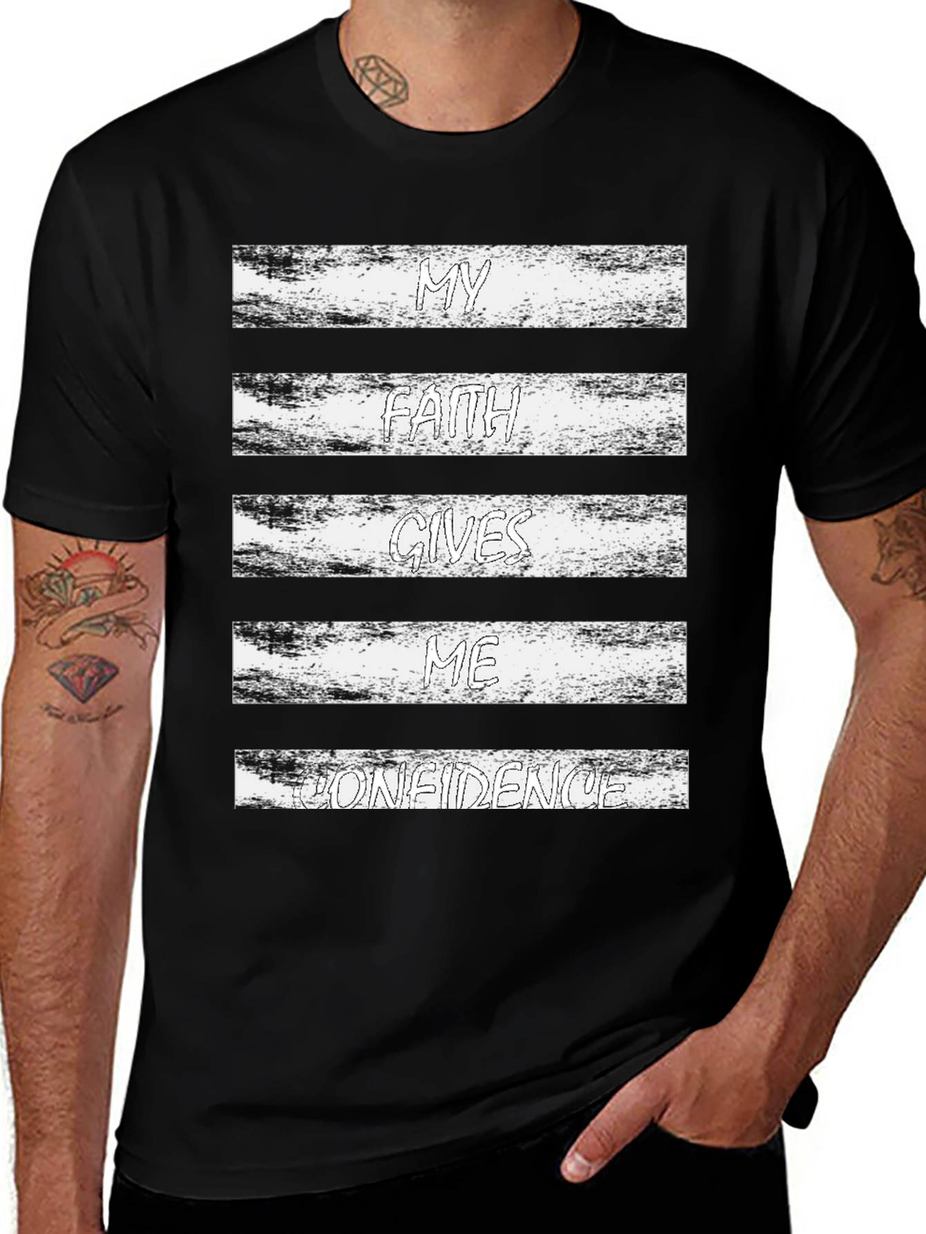 Faith Gives Confidence Black Graphic T-Shirt