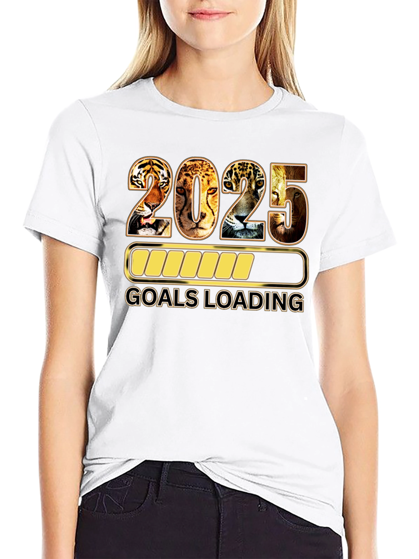 2025 Goals Loading Black T-Shirt