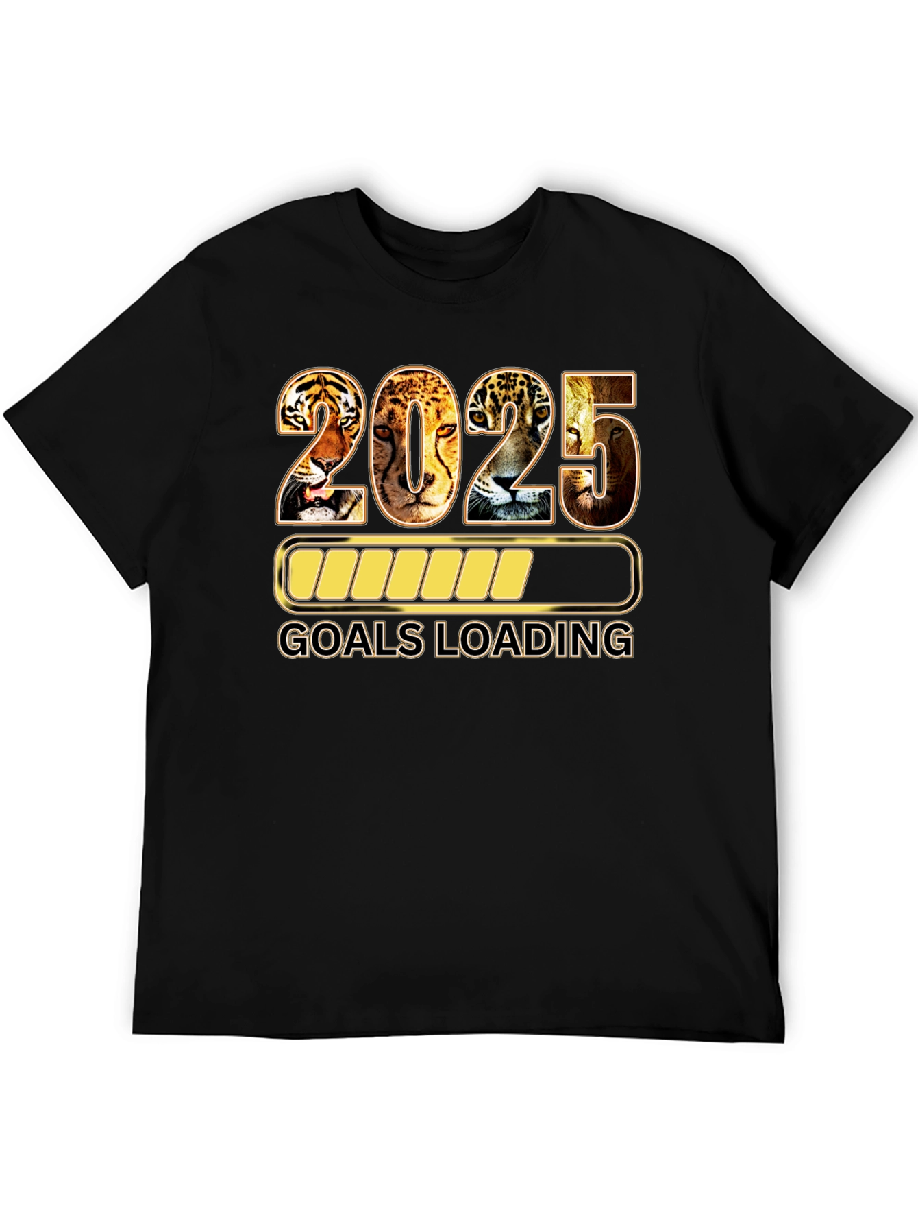 2025 Goals Loading Black T-Shirt