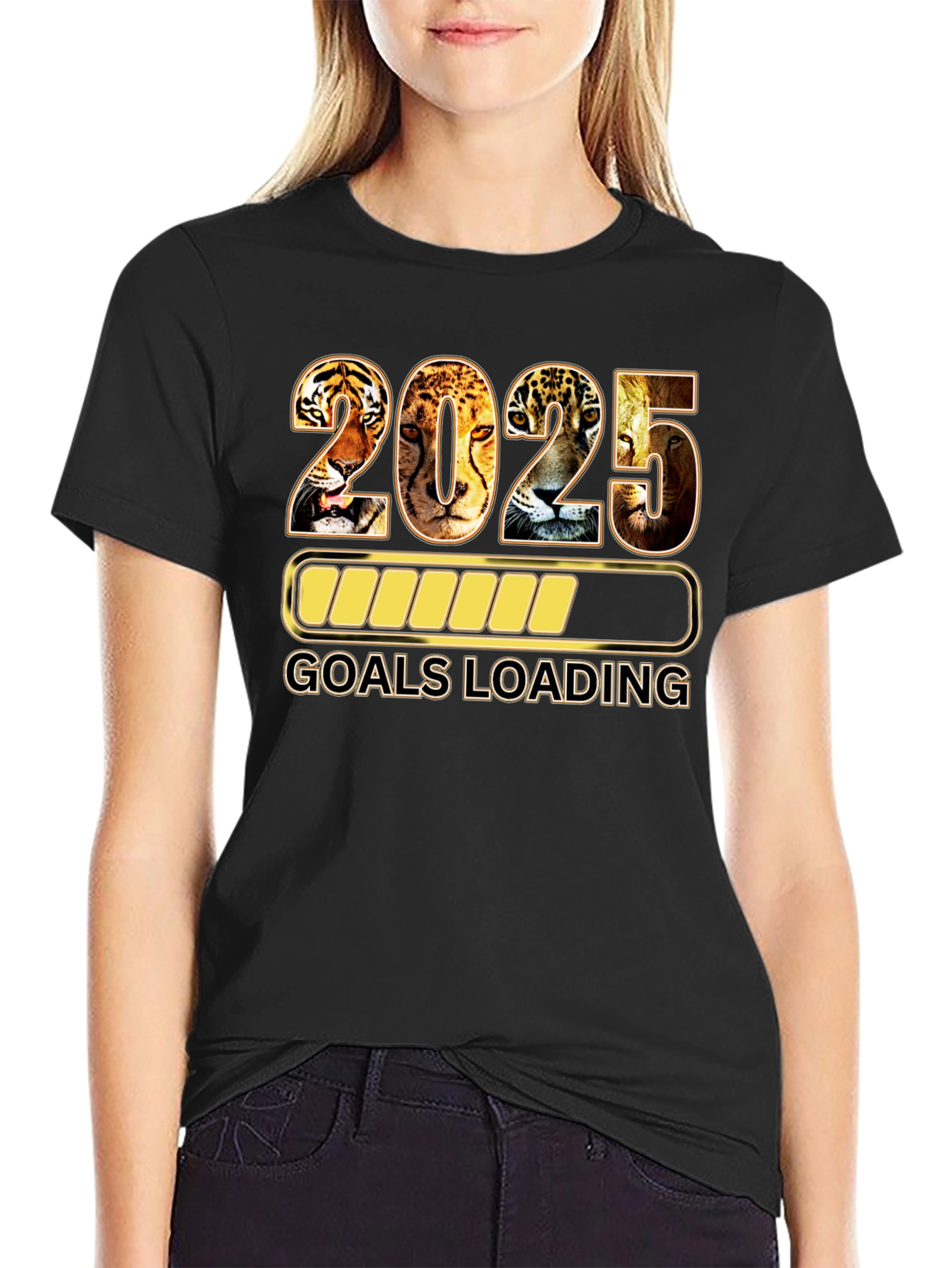 2025 Goals Loading Black T-Shirt