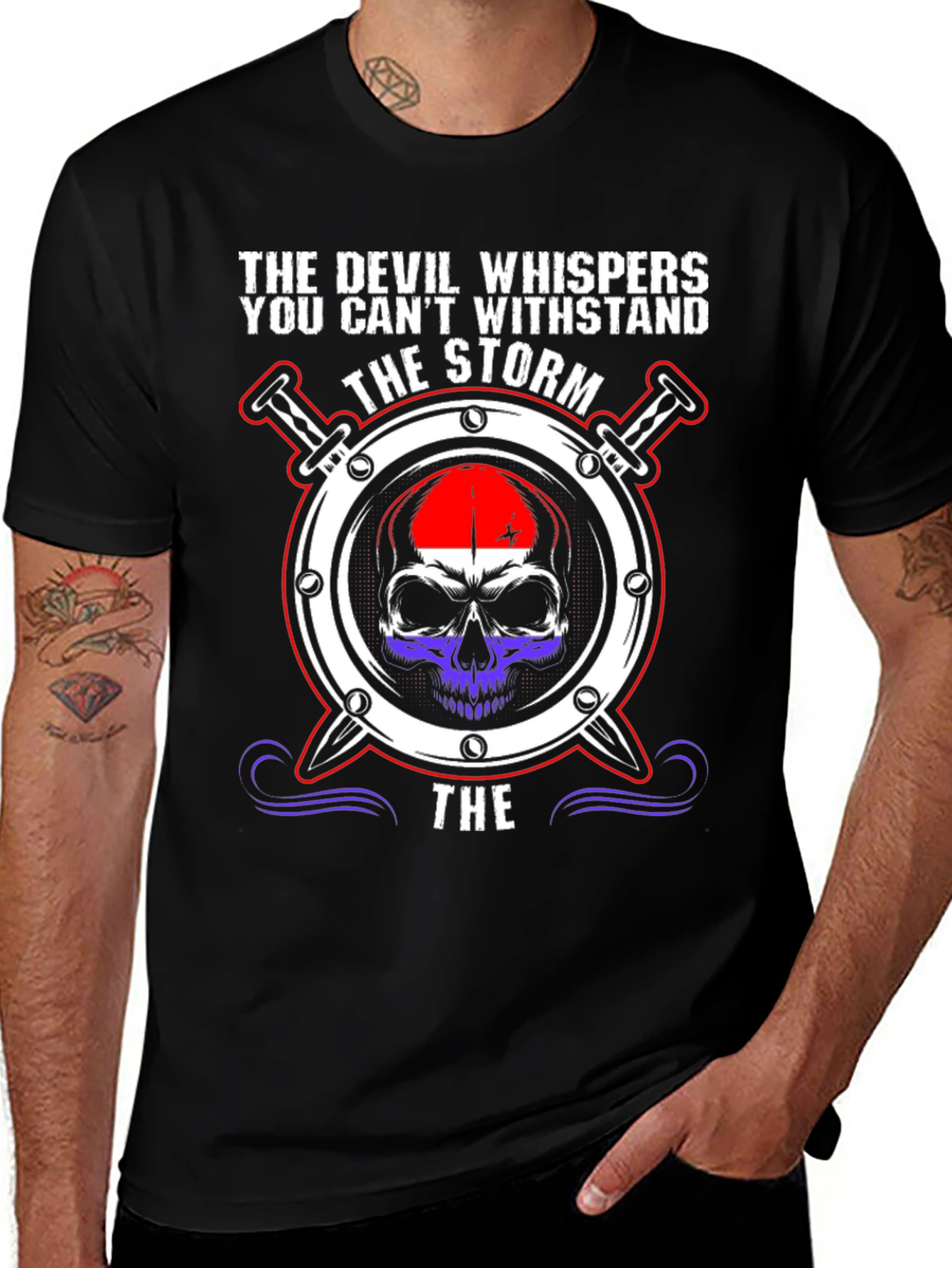 The Devil Whispers Storm Skull T-Shirt