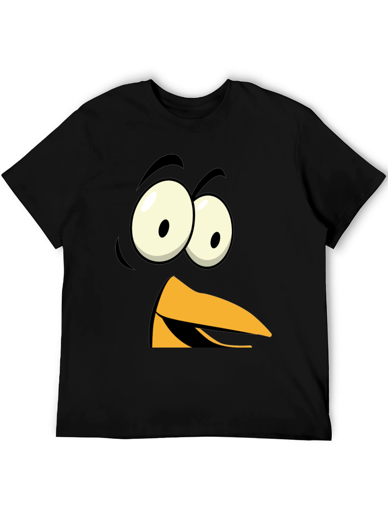 Funny Angry Bird Face Graphic Tee - Black