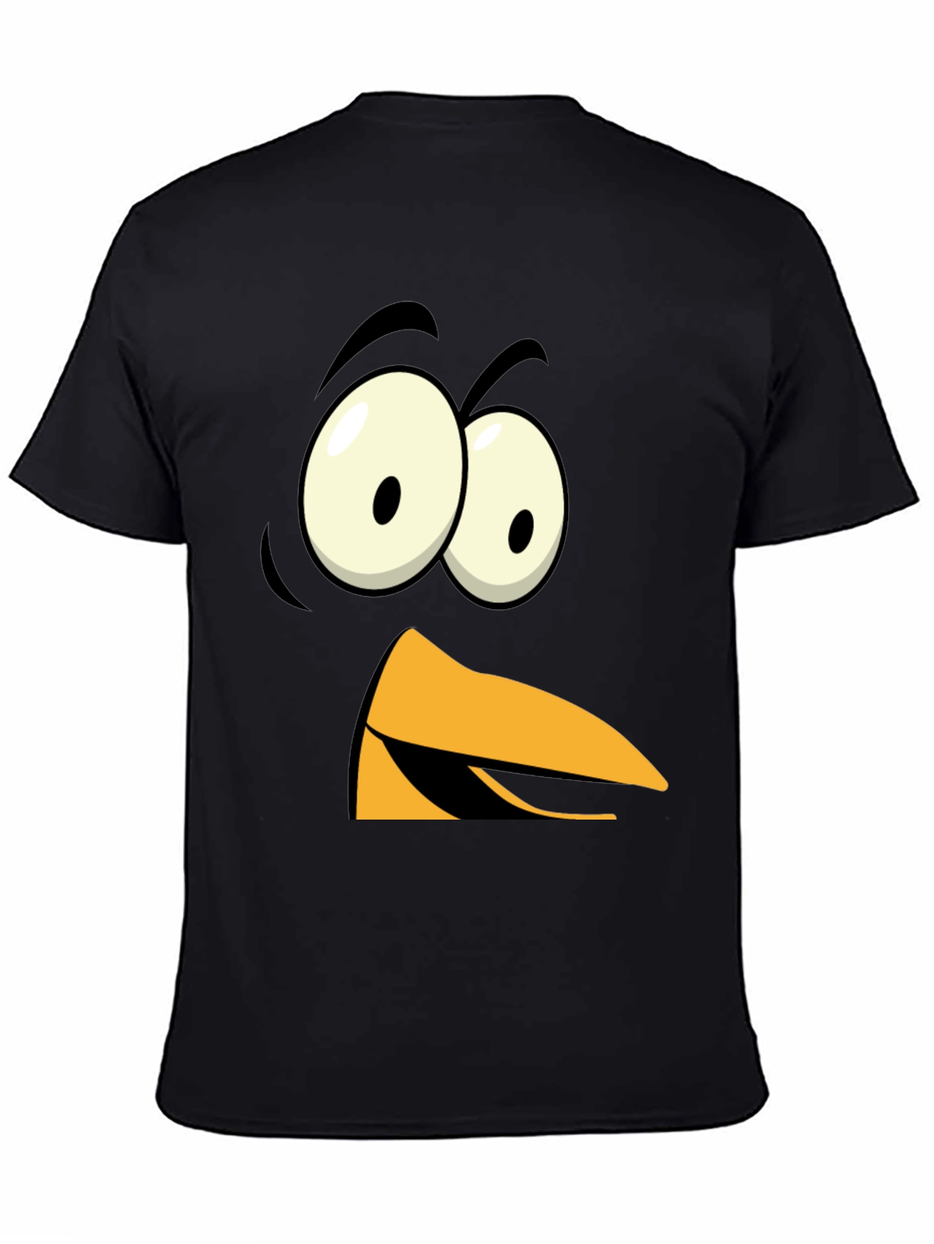 Funny Angry Bird Face Graphic Tee - Black