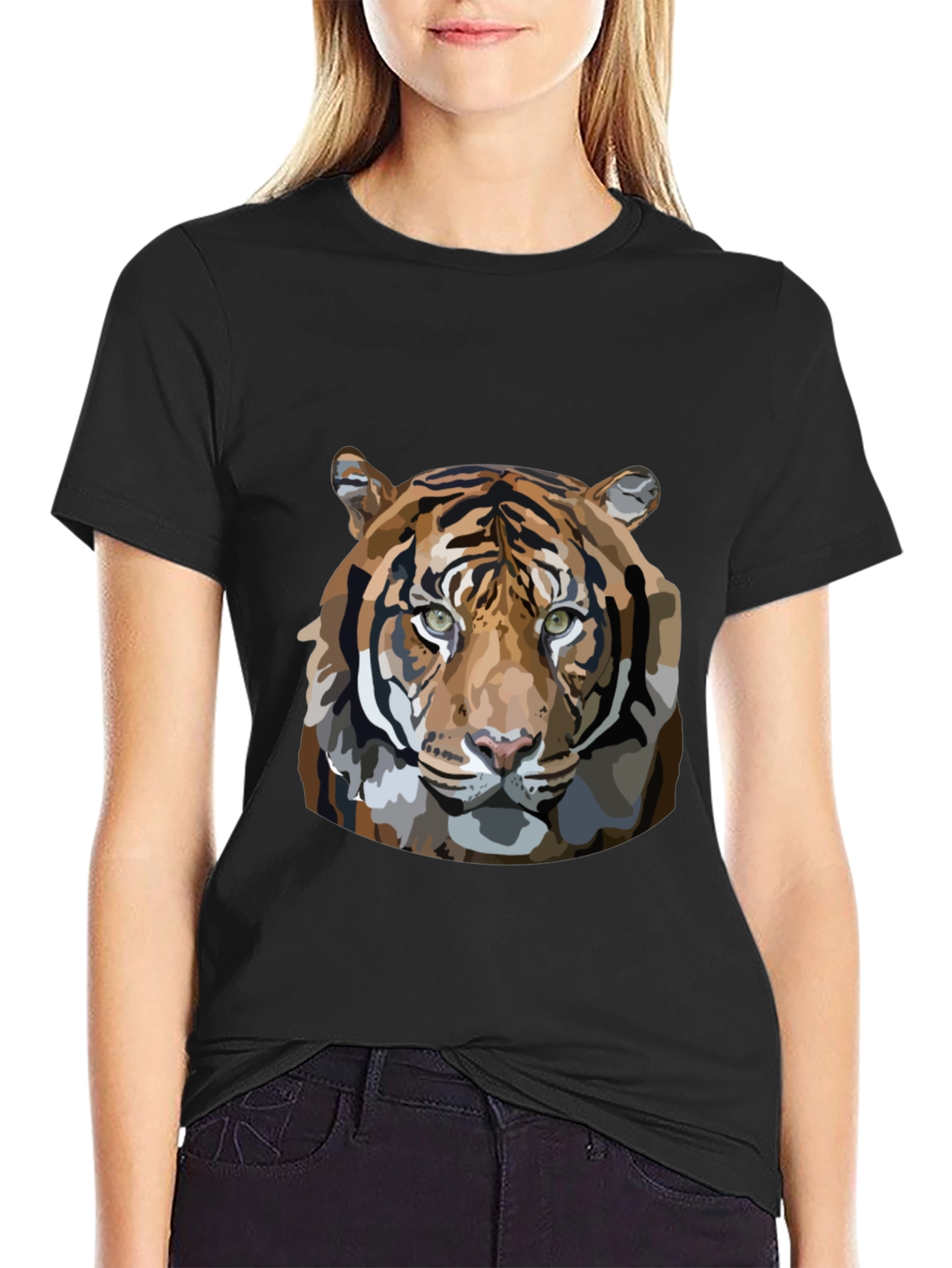 Tiger Graphic Print Mens Black T-Shirt