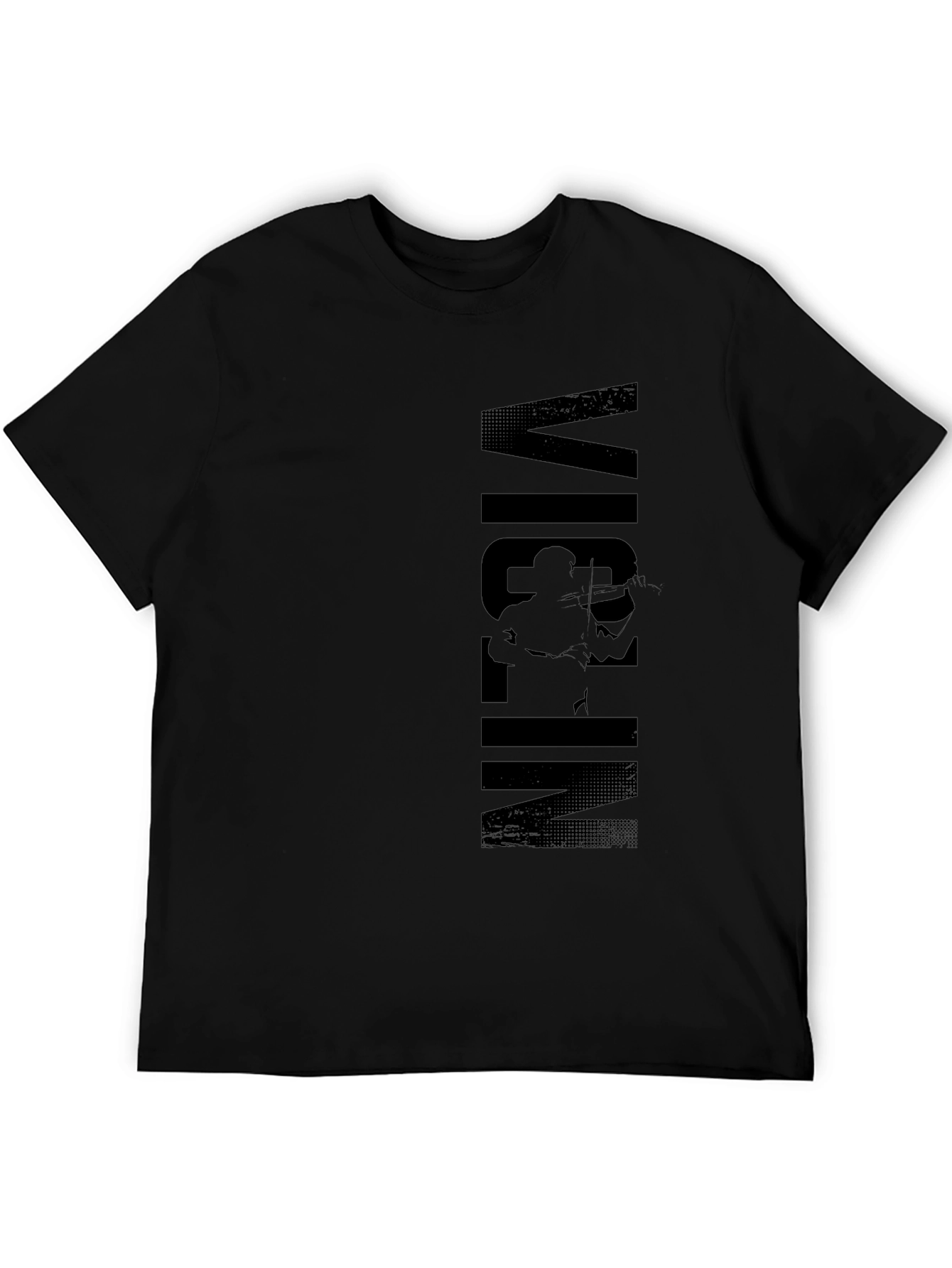 Violin Player Graphic Print Black T-Shirt