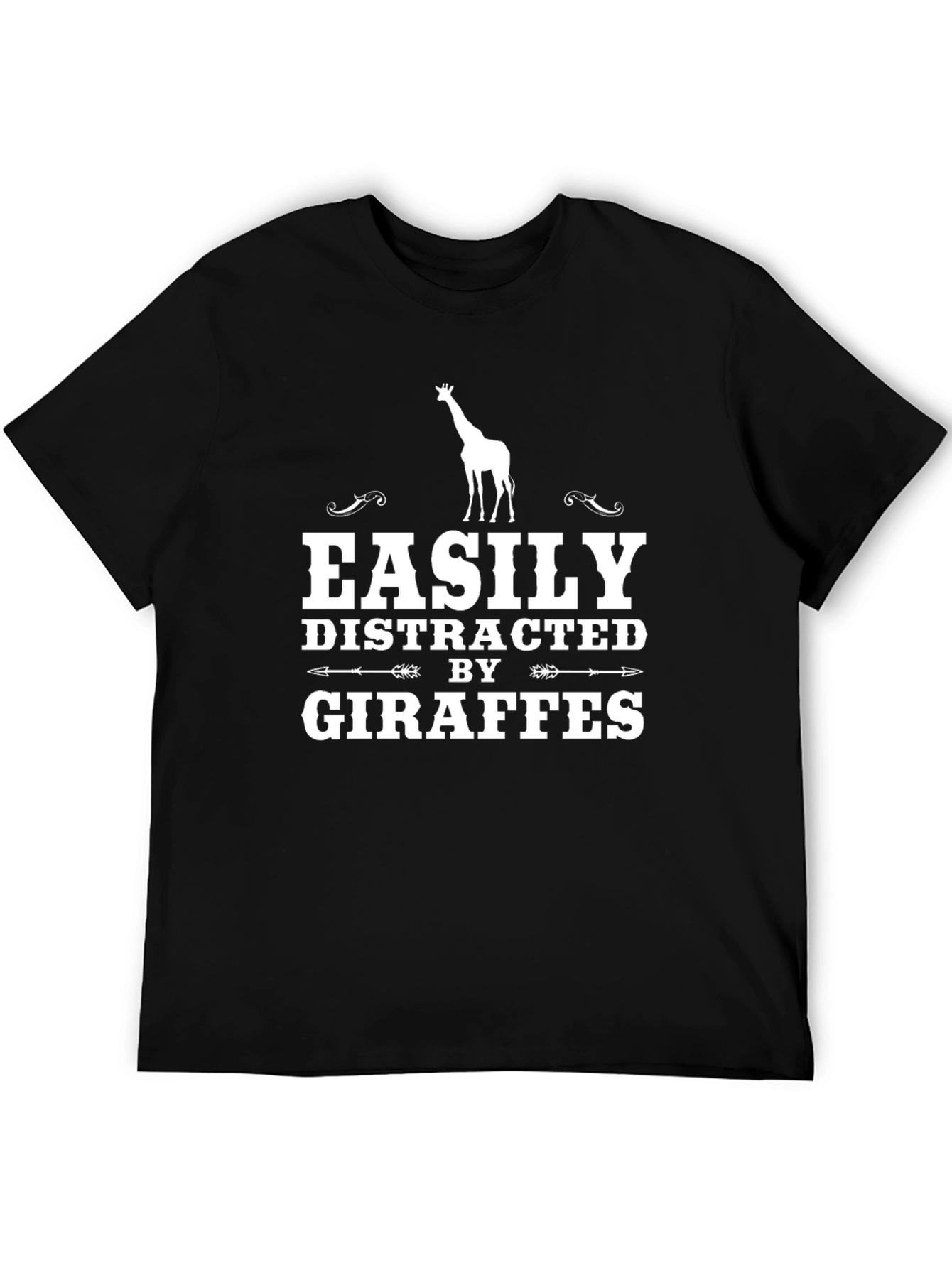 Easily Distracted By Giraffes Black T-Shirt