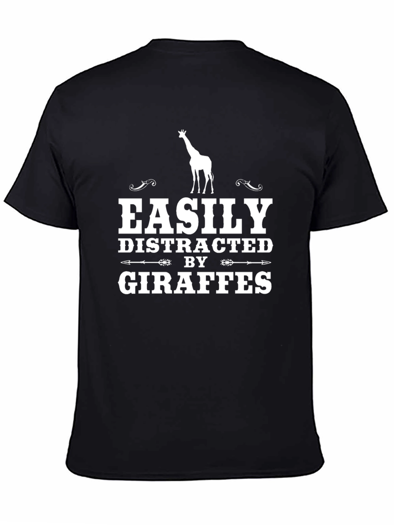 Easily Distracted By Giraffes Black T-Shirt