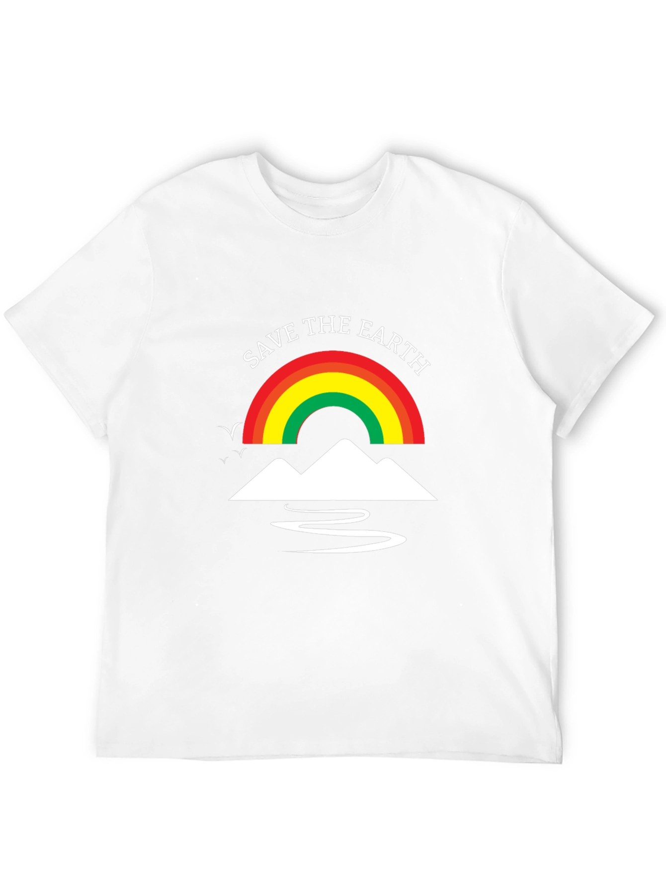 Save The Earth T-Shirt Rainbow Mountain Design
