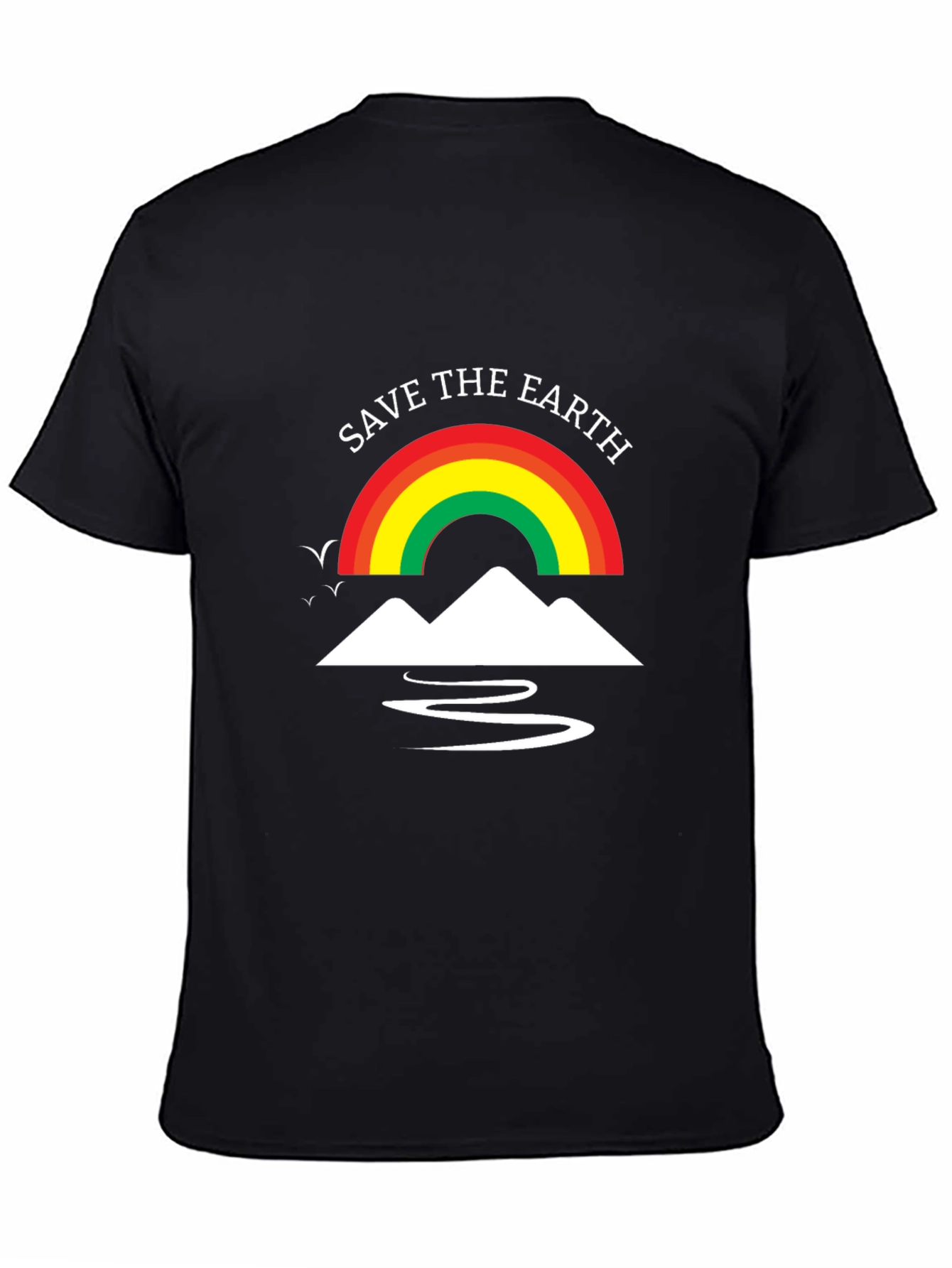 Save The Earth T-Shirt Rainbow Mountain Design