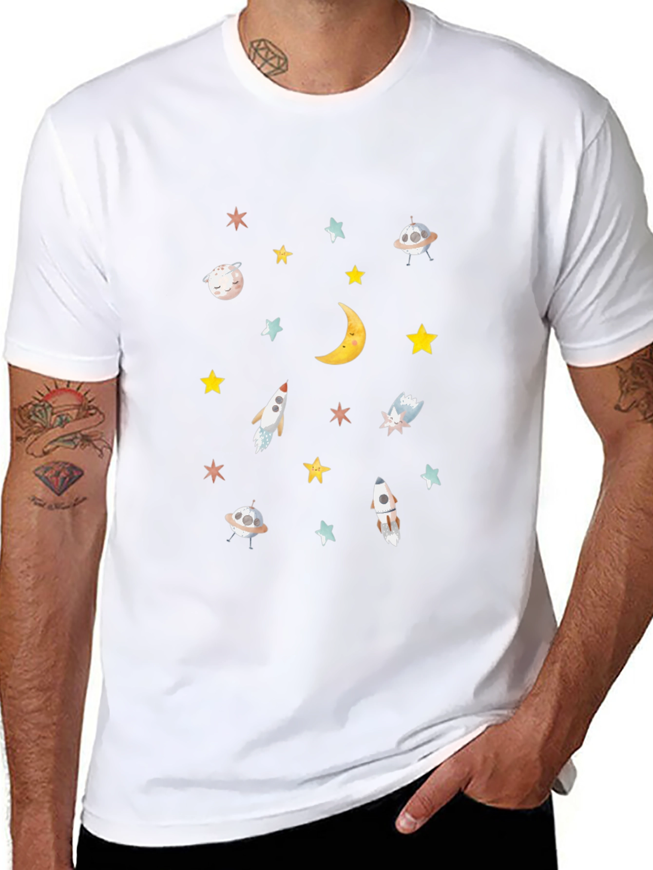 Cosmic Dreams T-Shirt | Space Pattern Tee