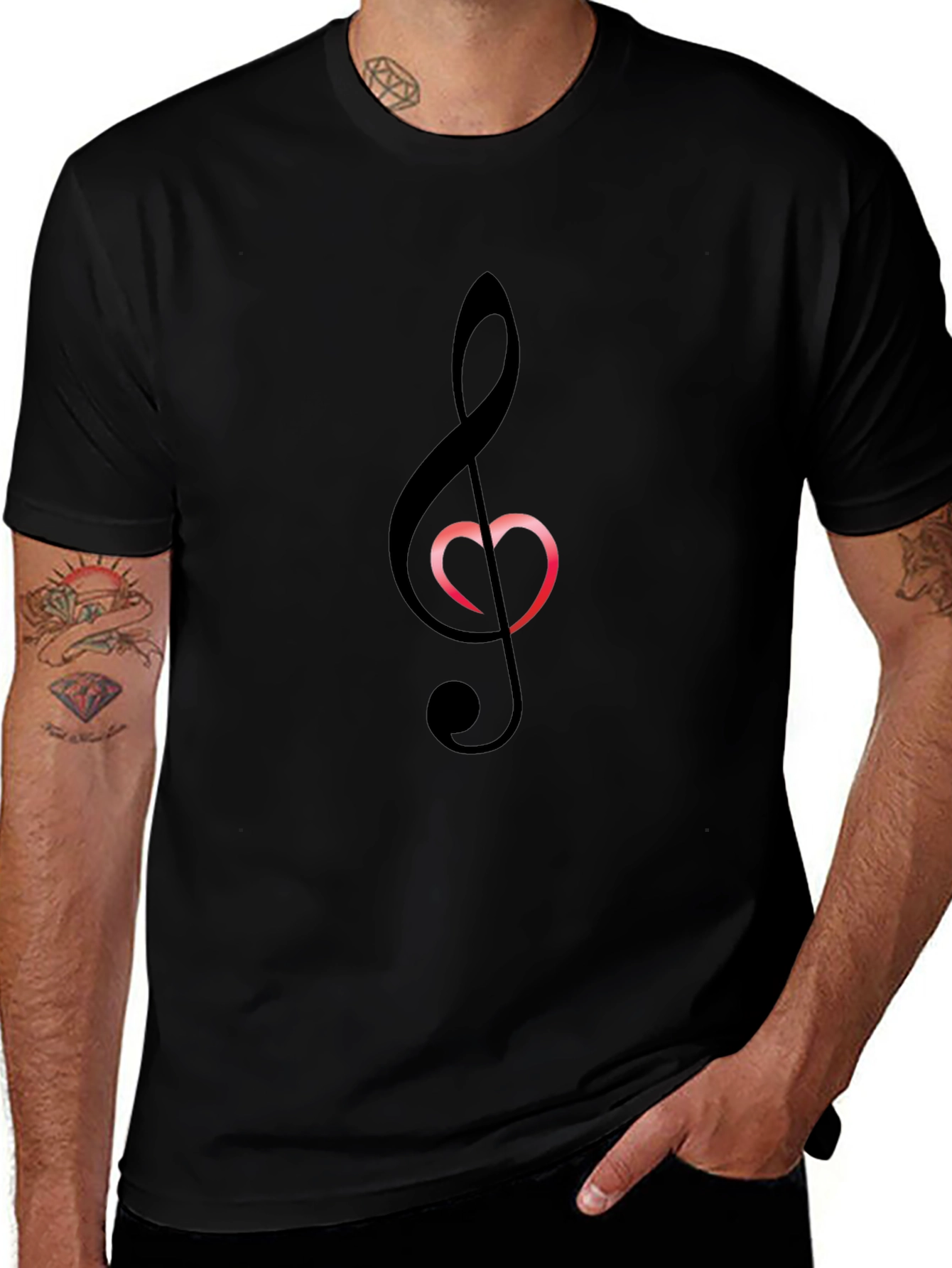 Musical Heart T-Shirt - Black Cotton Blend Tee