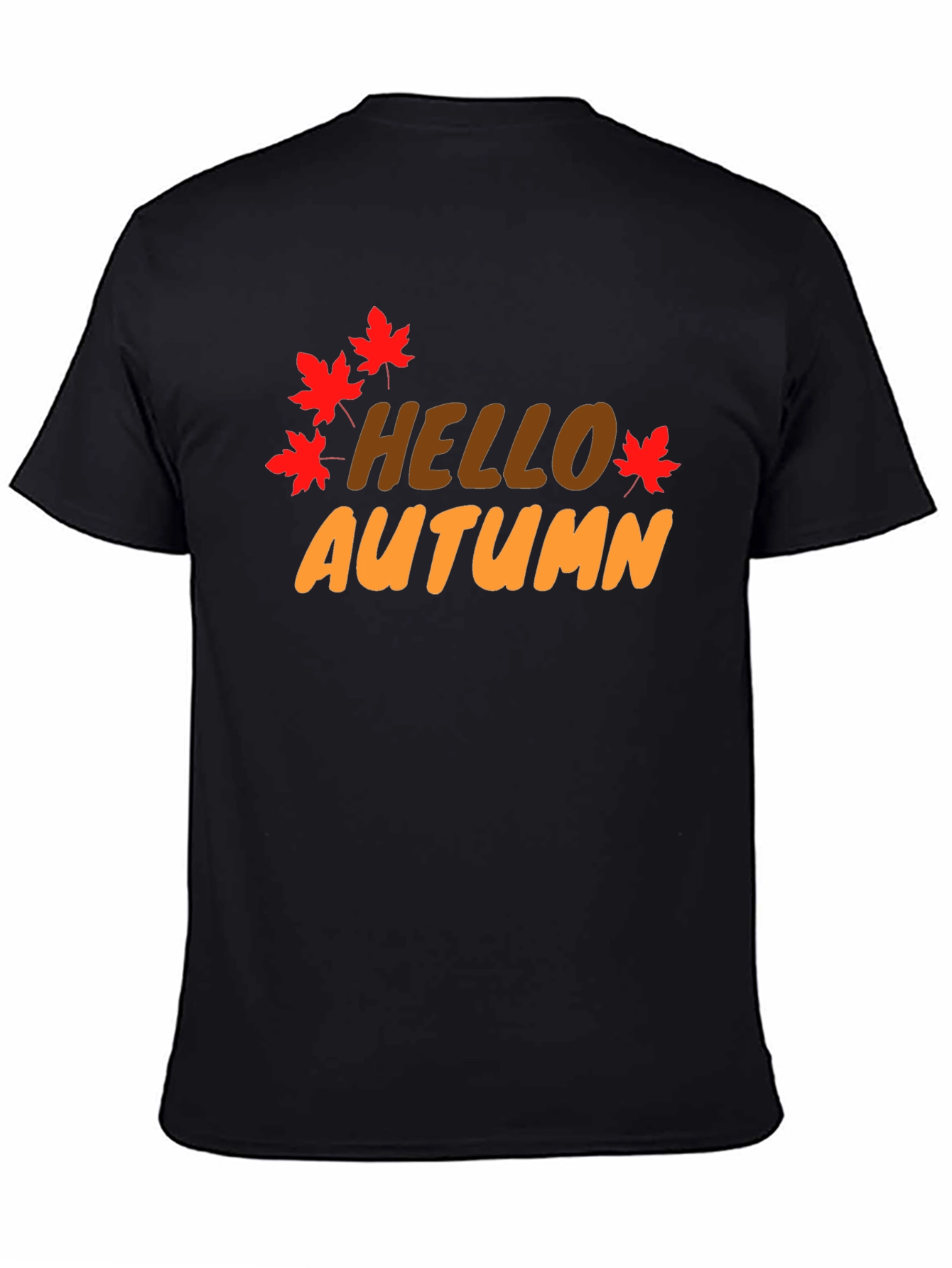 Hello Autumn Black Graphic T-Shirt