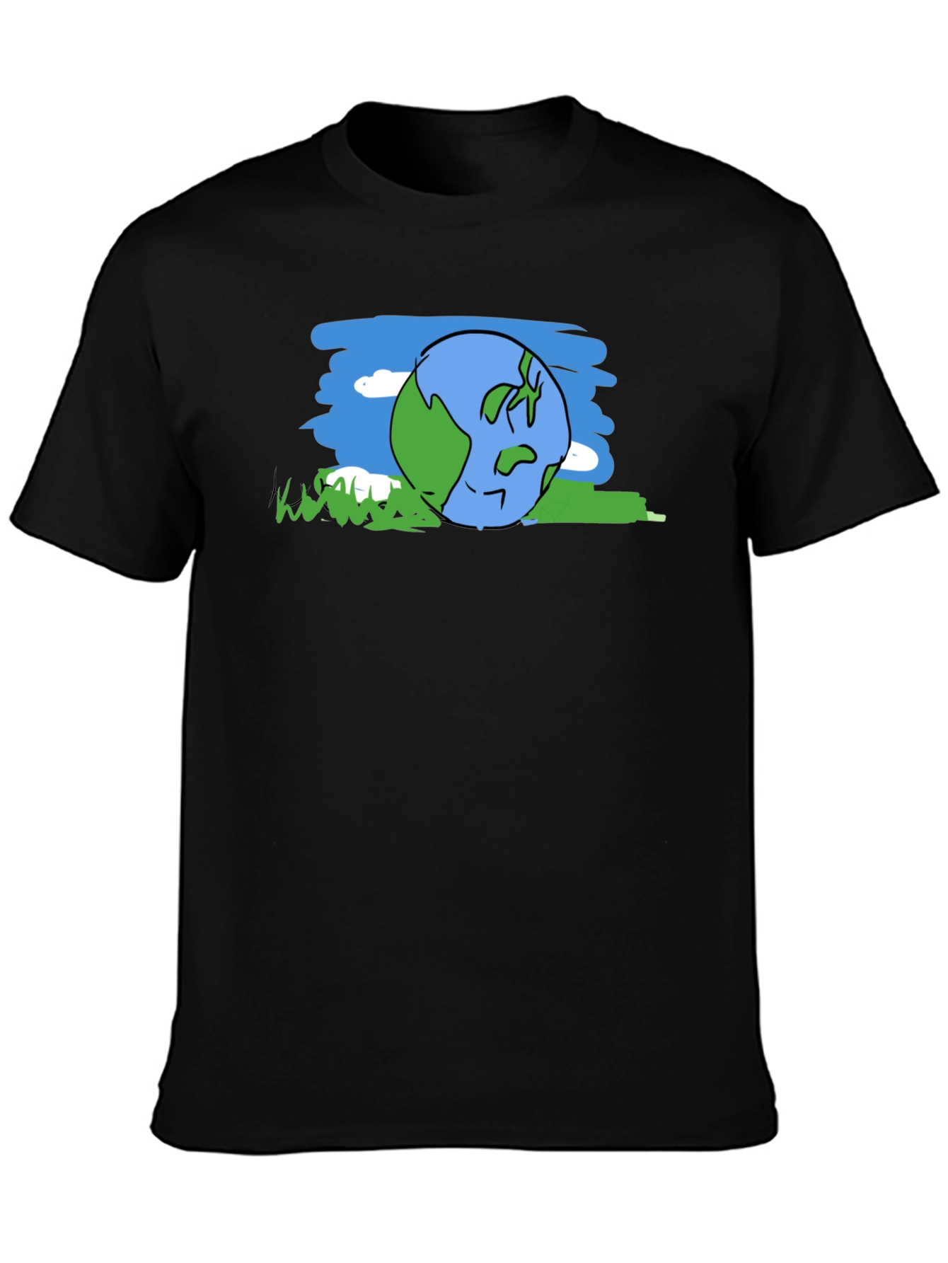 Cartoon Earth Graphic Tee - Black
