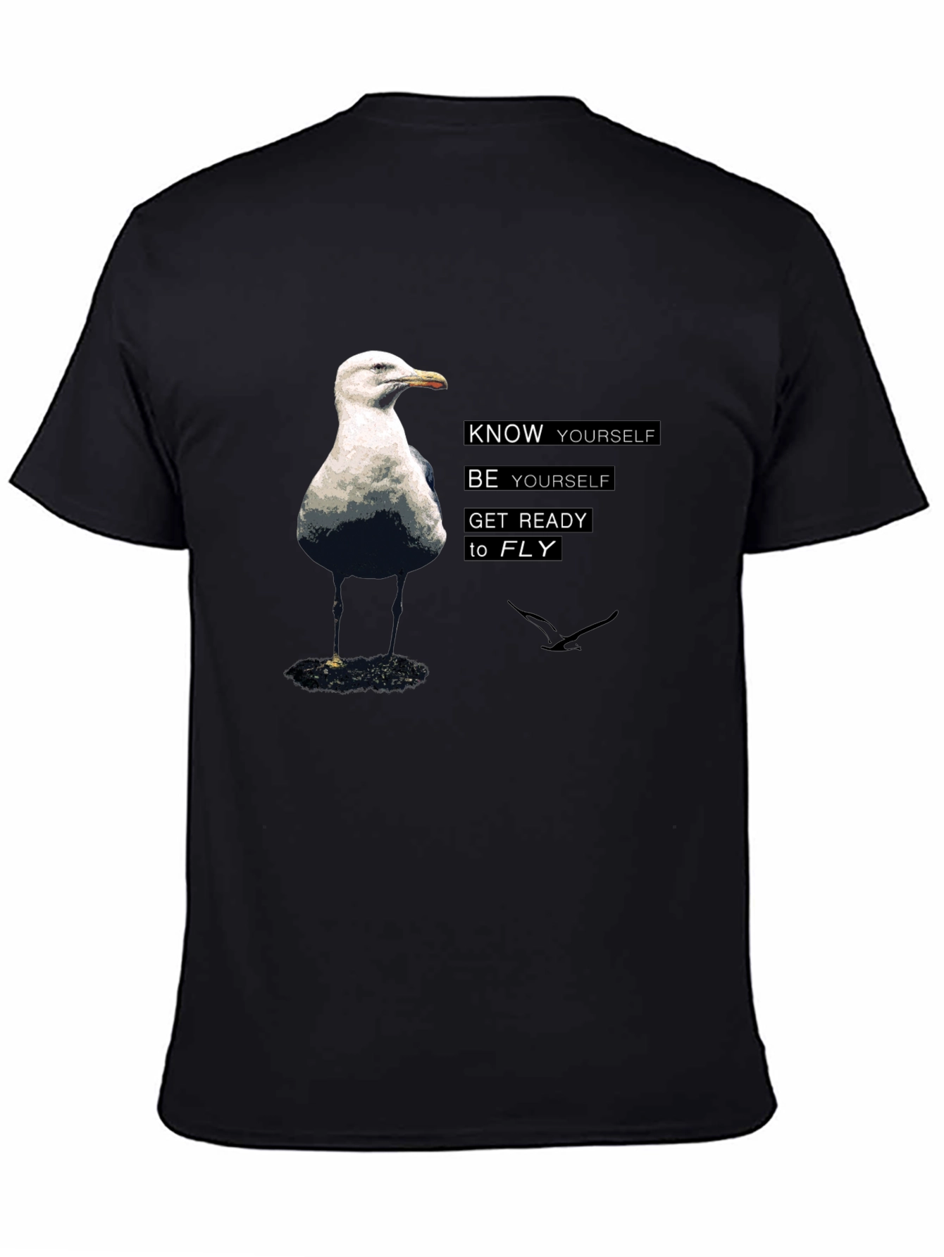Know Yourself Bird Graphic Black T-Shirt