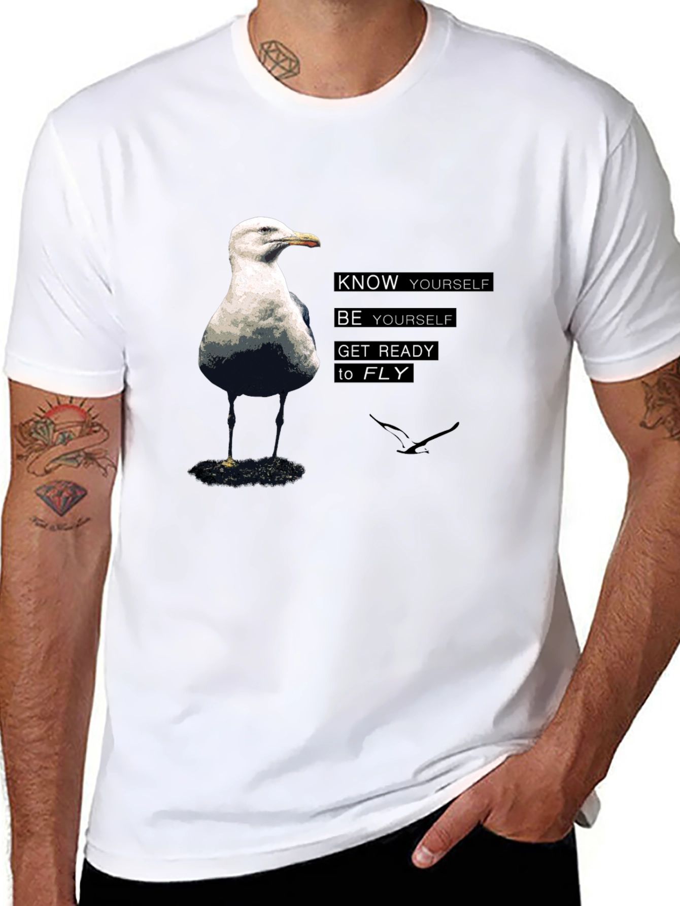 Know Yourself Bird Graphic Black T-Shirt
