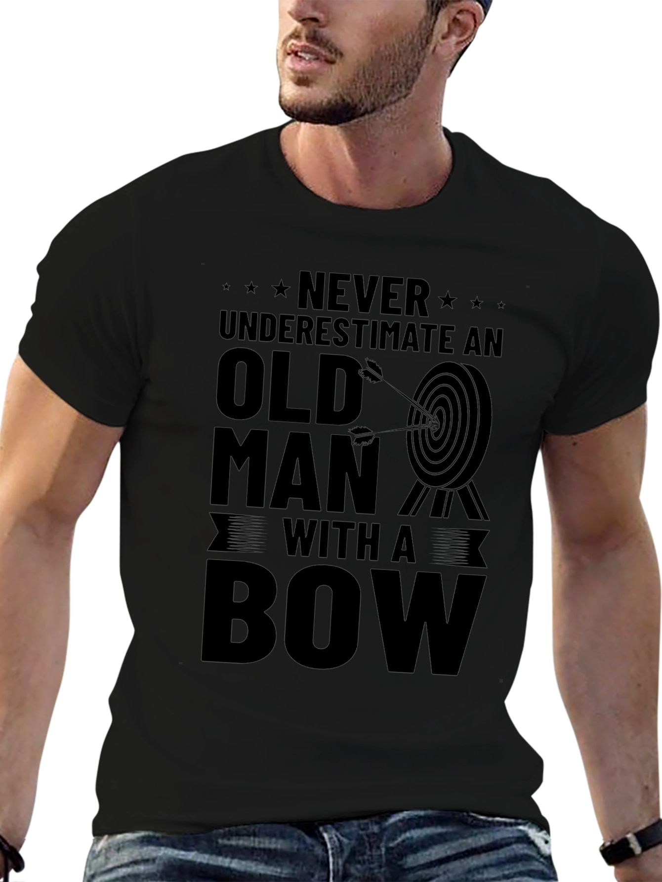 Never Underestimate Old Man With A Bow T-Shirt